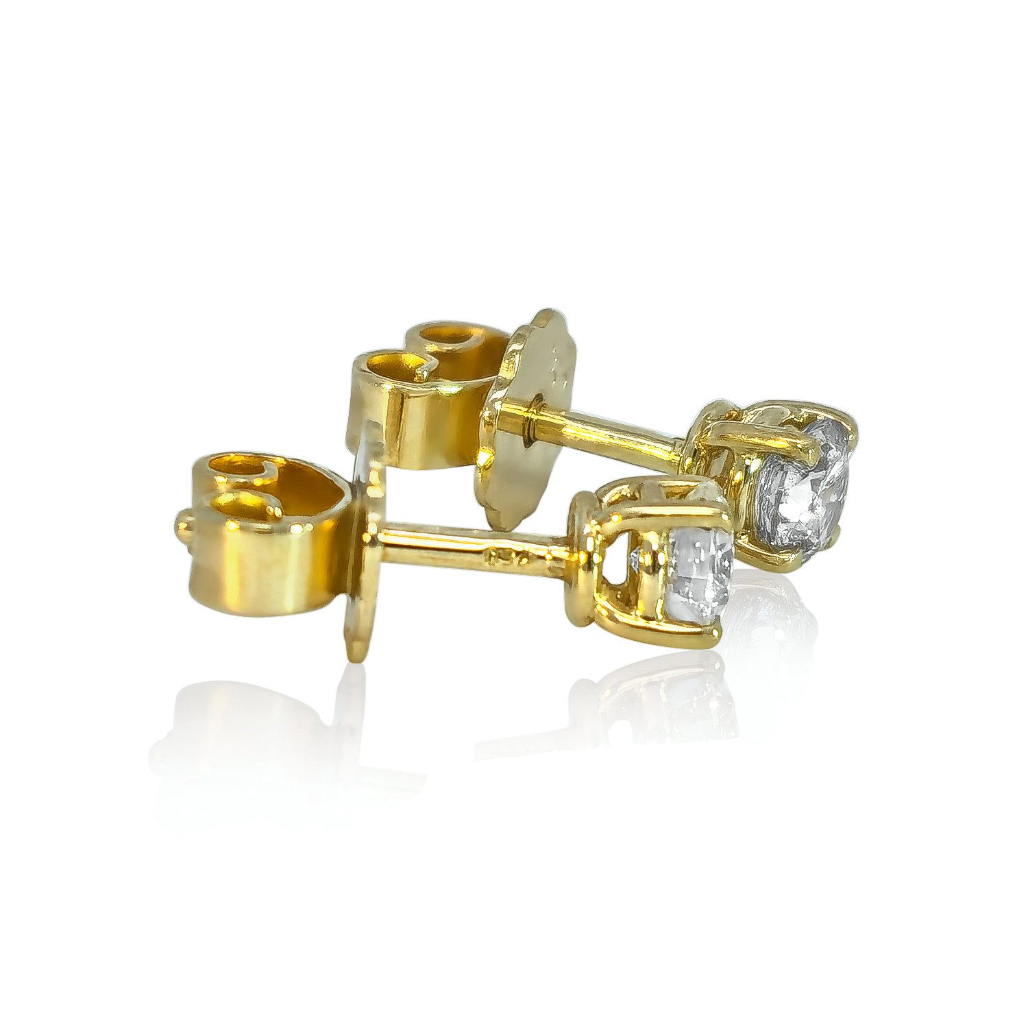 Webgoldschmied Paar Ohrstecker Luxus Diamant-Ohrstecker 750 Gold 0,50 ct F/IF Handgearbeitet, handgearbeitet