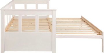 Vipack Bett Vipack Pino, Kojenbett mit Sprossen, LF 90x200 cm zum ausziehen auf 180x200 cm
