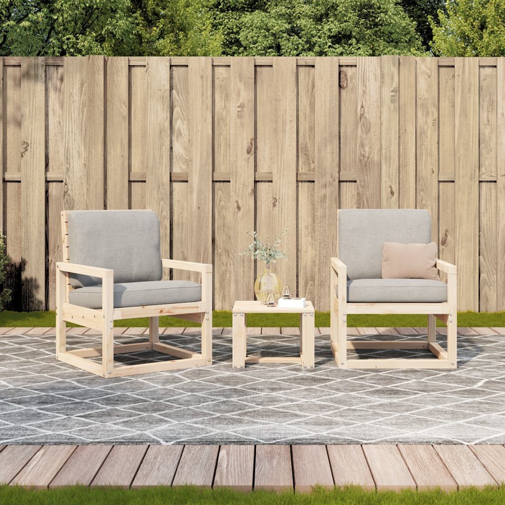 vidaXL Gartenlounge-Set 3-tlg. Garten-Lounge-Set Massivholz Kiefer günstig online kaufen