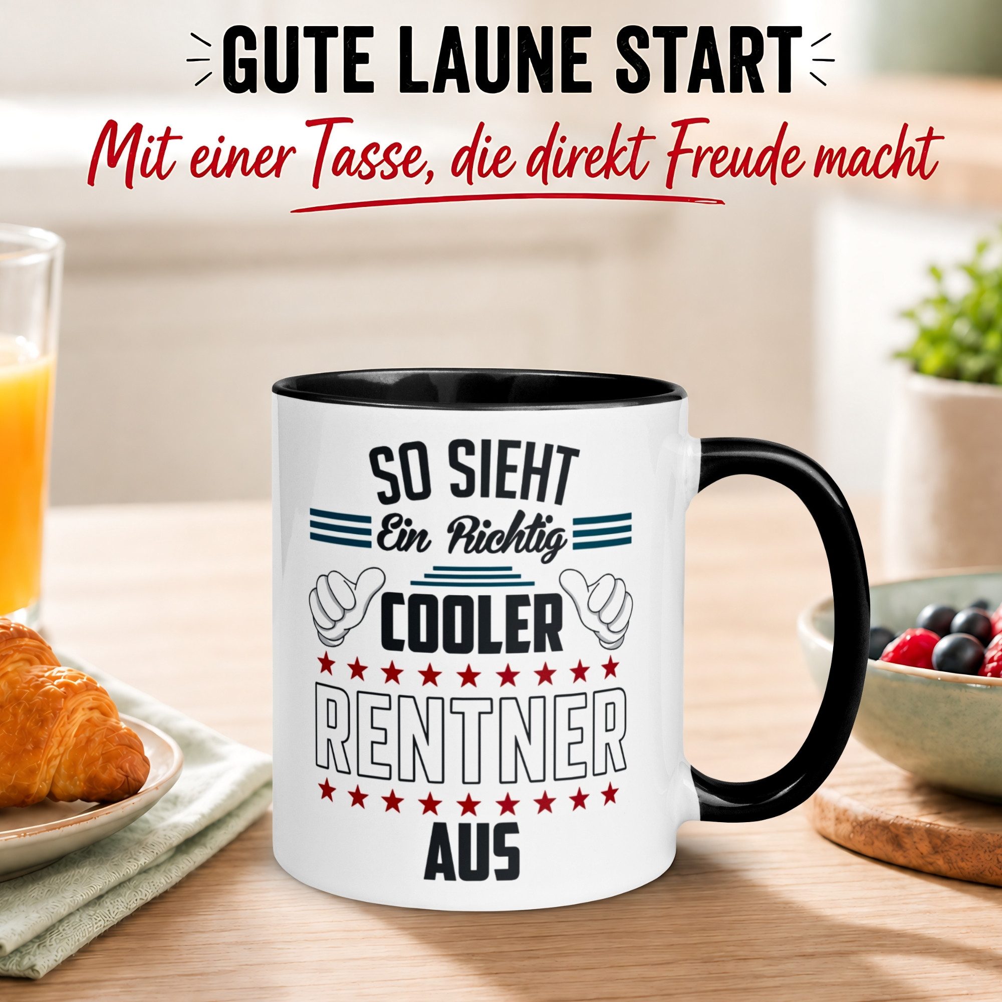 Momentals Tasse Rentner – So sieht ein richtig cooler Rentner aus – Geschenke Pension, Gratis Versand · Links-&Rechtshänder · Spülmaschinenfest