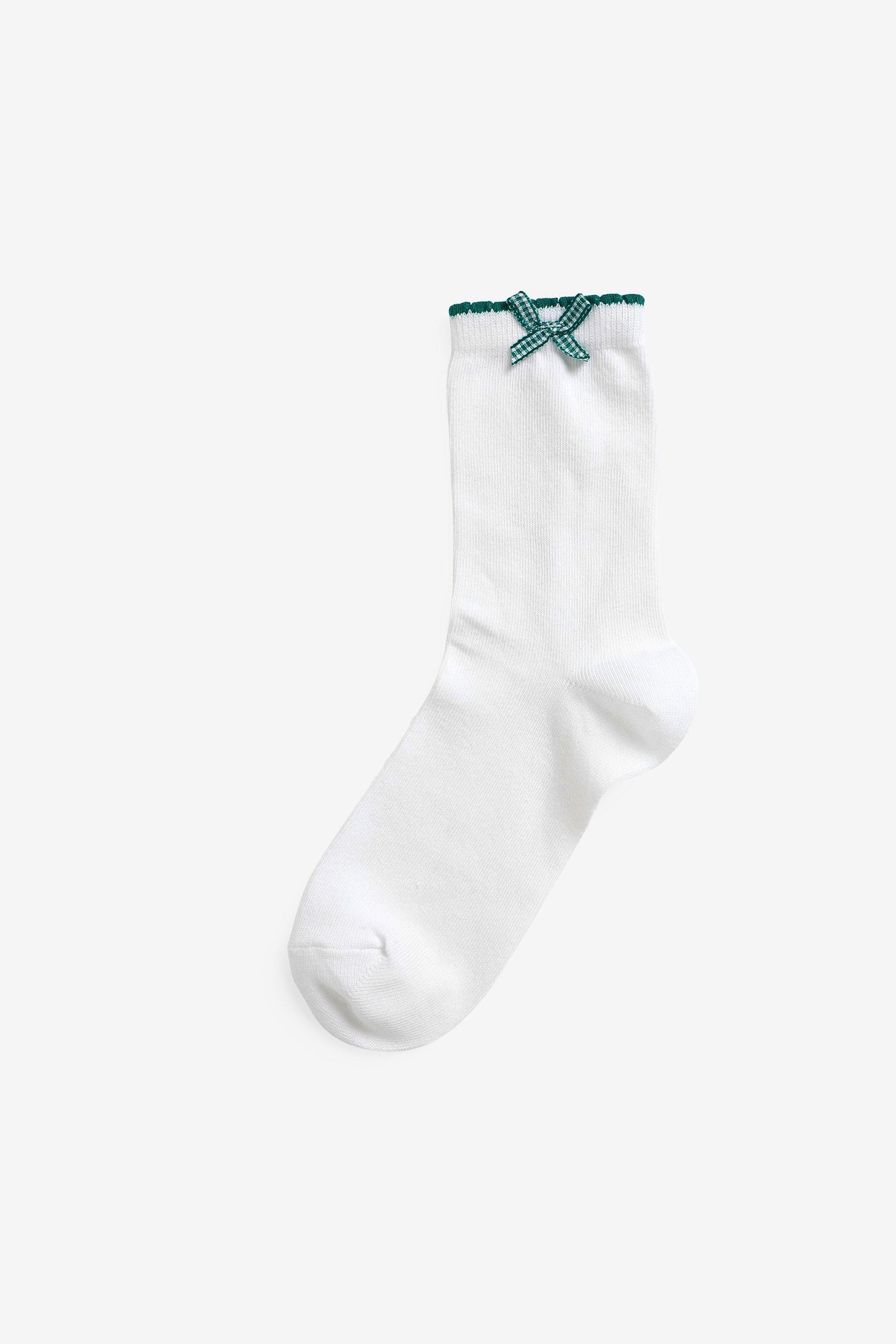 Kurzsocken Vichykaro-Söckchen (5-Paar) hohem 5 mit White/Green x Next Baumwollanteil