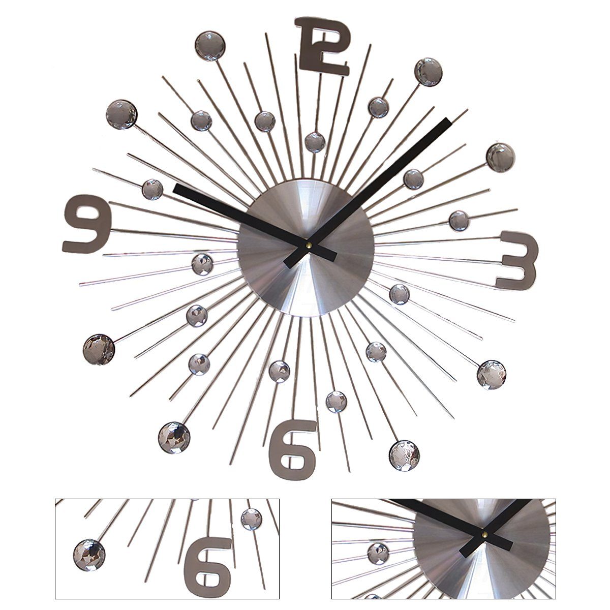 Welikera Wanduhr Wanduhr,Leise Uhr für Wohnzimmer,Schlafzimmer ,Arbeitszimmer,50cm