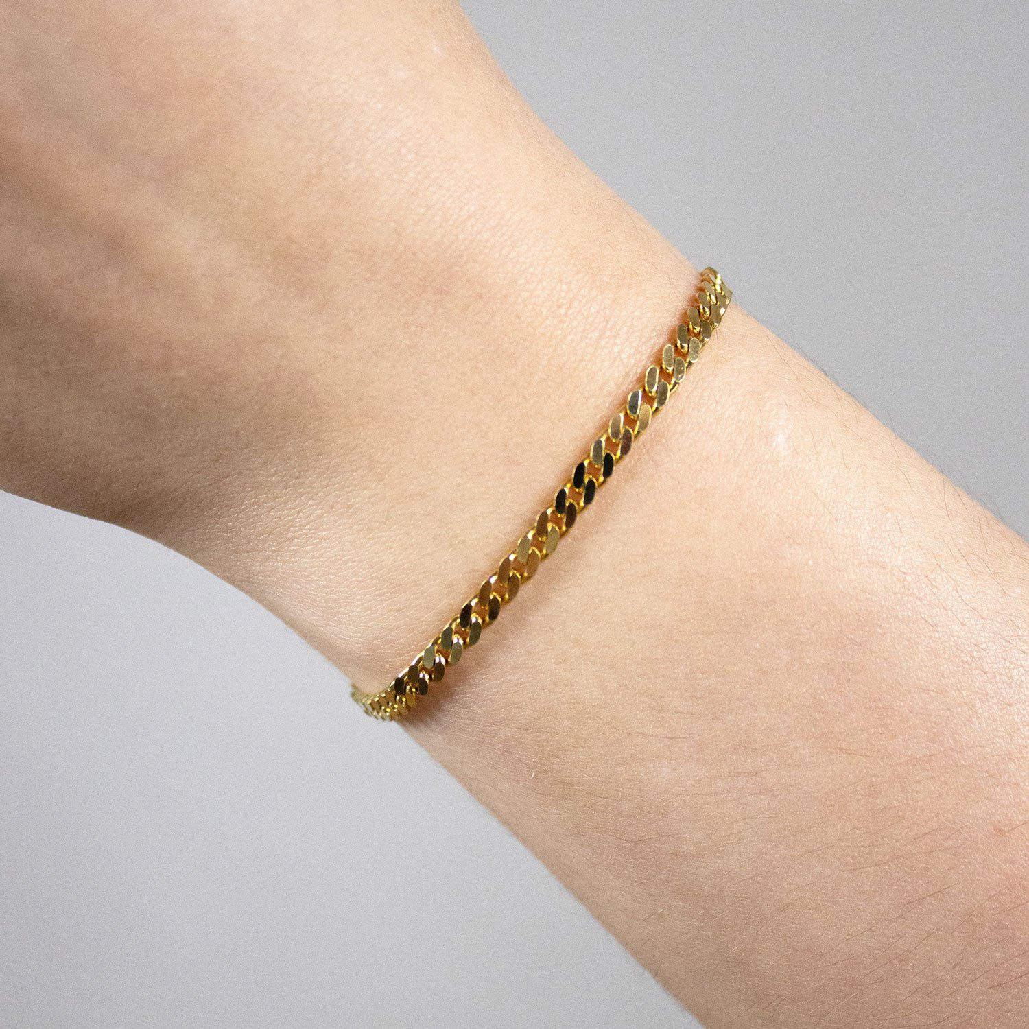 HOPLO Goldarmband Goldkette Panzerkette Armkette - Breite 3,0 mm 19 cm 750-18 Karat Gold, Made in Germany