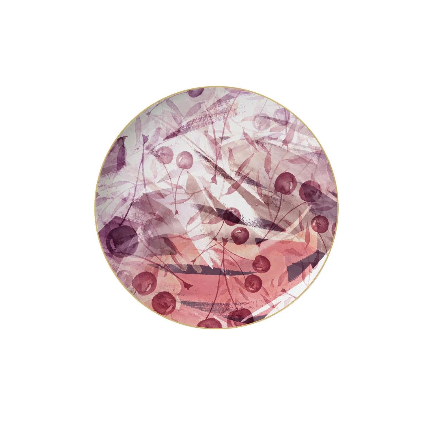 Quality Elegance Teller-Set Lila Kirsche Luxus Bone China Geschirrset (4-tlg)