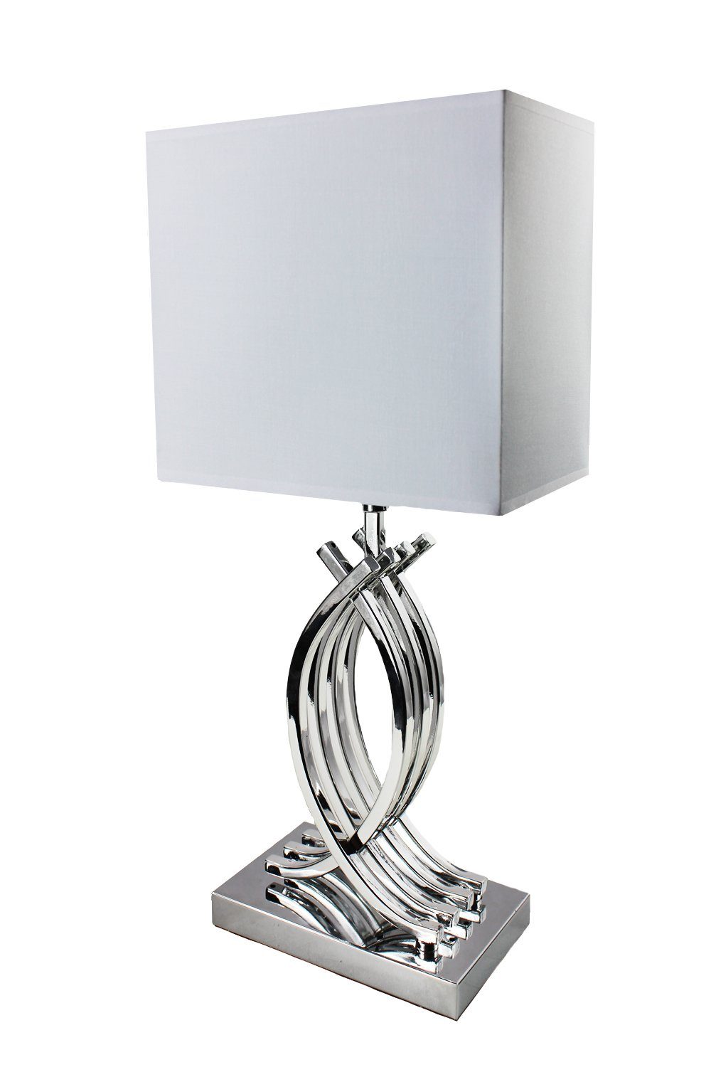 Arnusa Tischleuchte Moderne Tischlampe Stoffschrim farben, ohne Leuchtmittel, mit weiß in chrom
