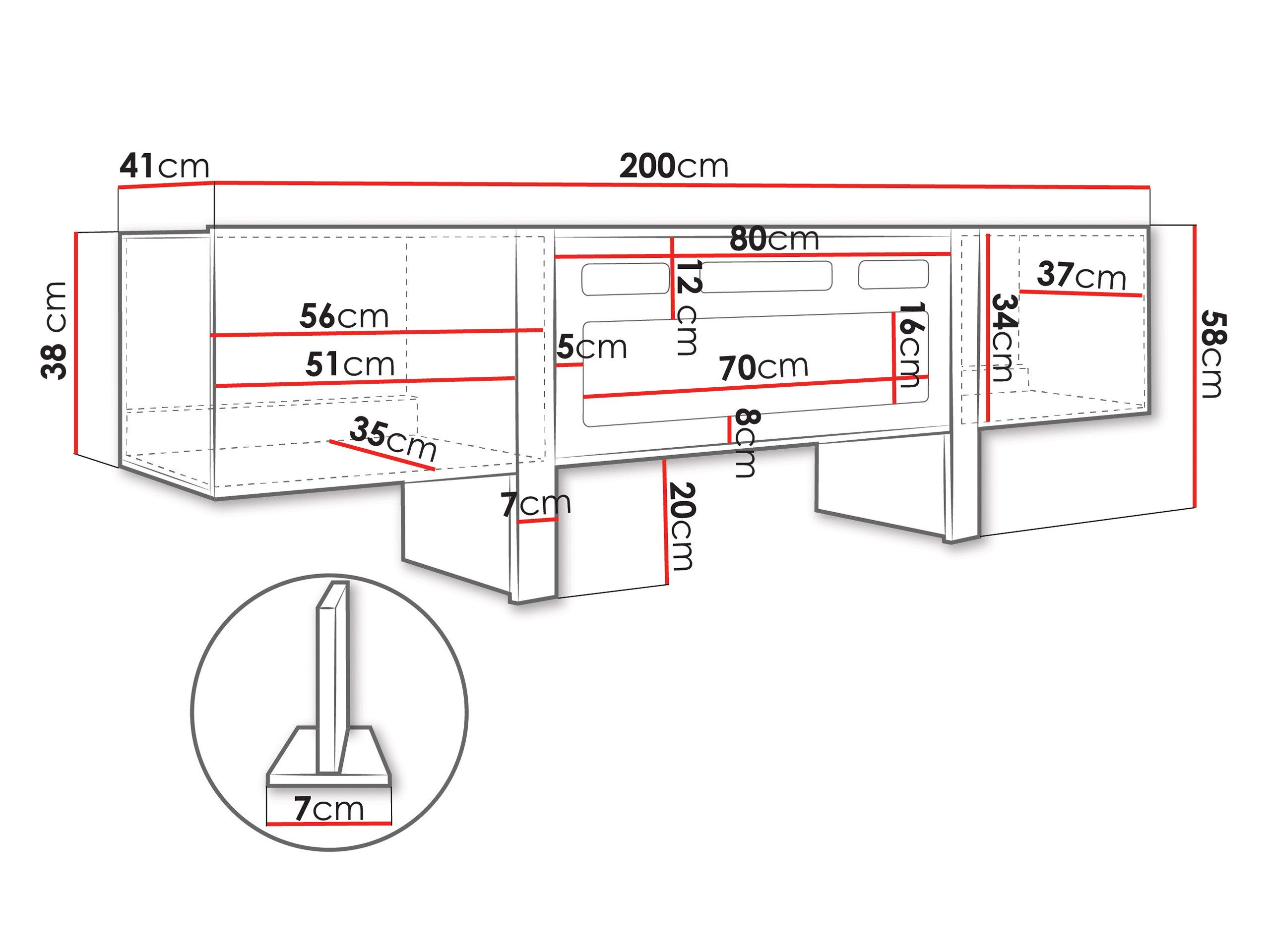 MIRJAN24 TV-Schrank 200 2D Tore 05 mit Kamin (mit zwei Drehtüren) Realistische LED-Flamme. 200x41x58 cm – Bild 5 von 5