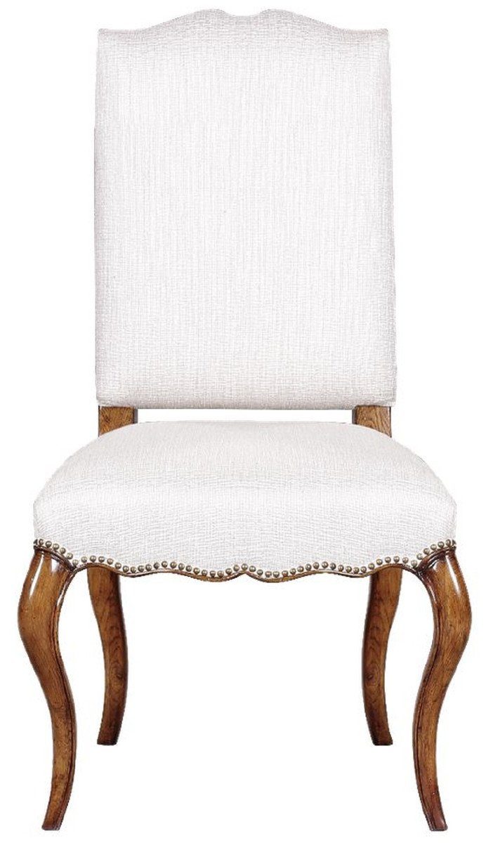 Esszimmerstuhl Luxus Barock Esszimmerstuhl Weiß / Braun 57 x 59 x H. 109 cm - Barock Eichenholz Stuhl - Barock Küchenstuhl - Barock Esszimmer Möbel