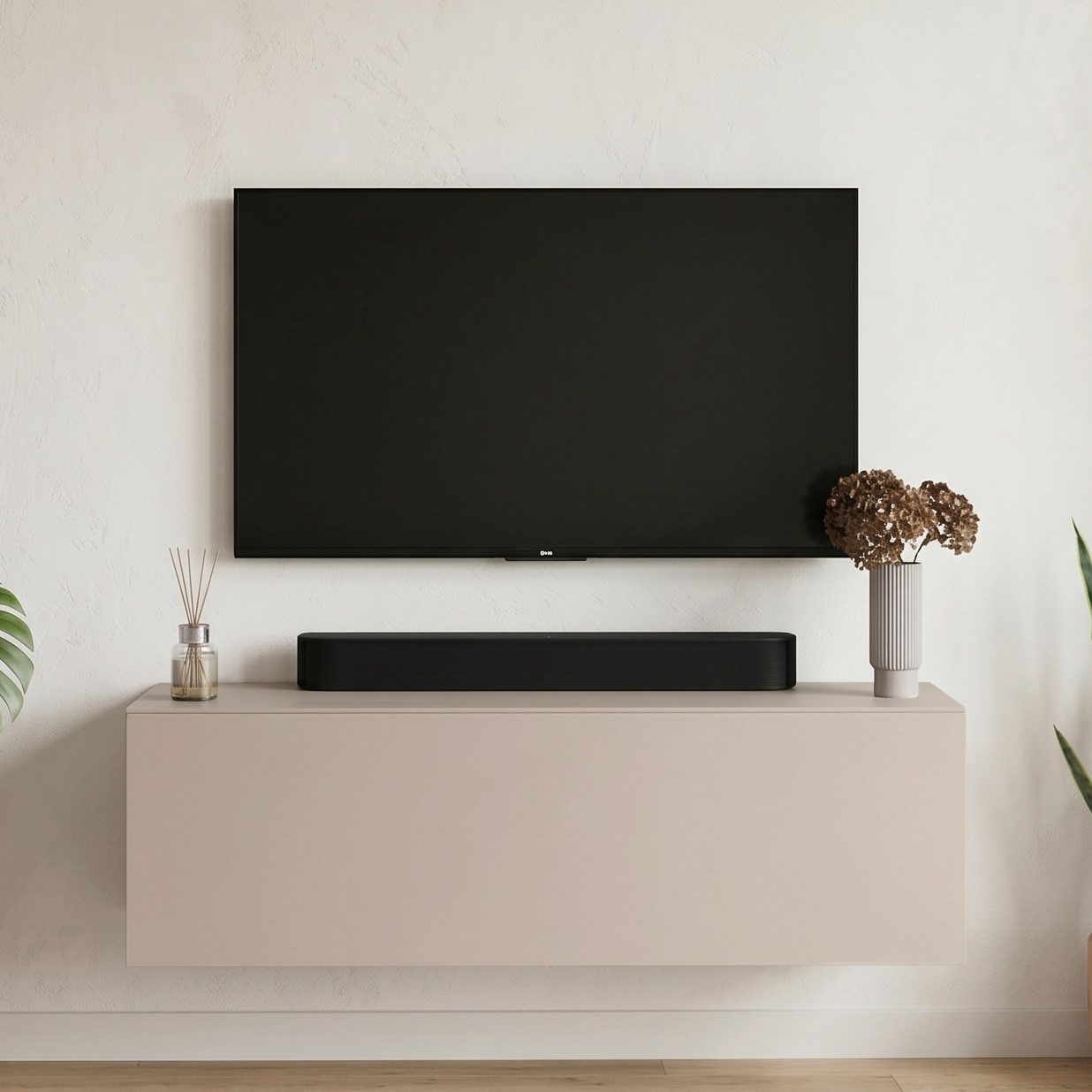 Planetmöbel TV-Schrank West TV-Board, Fernsehtisch 100 cm lang, TV-Lowboard (für Fernseher bis 55 Zoll, TV Schrank viel Stauraum, 1-St., sideboard hängend, Fernsehschrank 100 x 30 x 37,5 cm) kaschmir