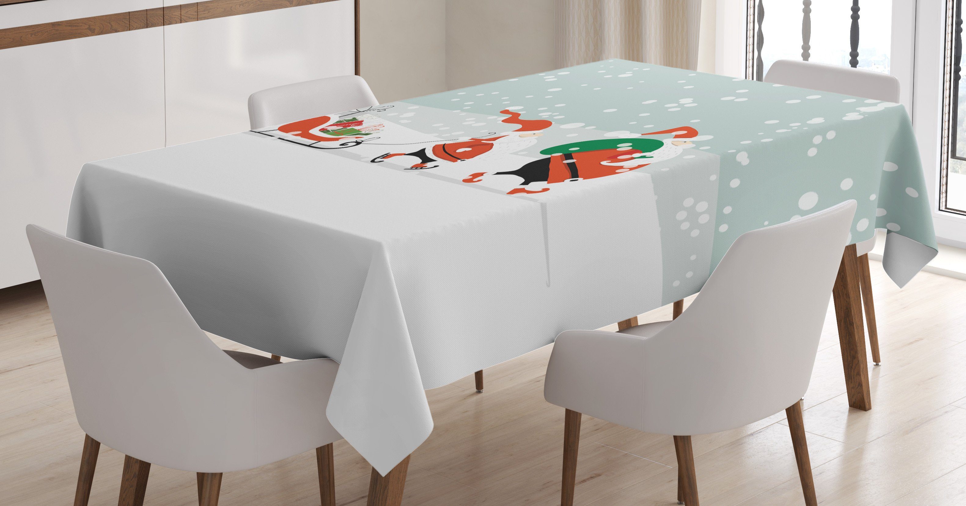 Abakuhaus Tischdecke Farbfest Waschbar Für den Außen Bereich geeignet Klare Farben, Weihnachten Sankt Gehen Auf Schnee | Tischdecken