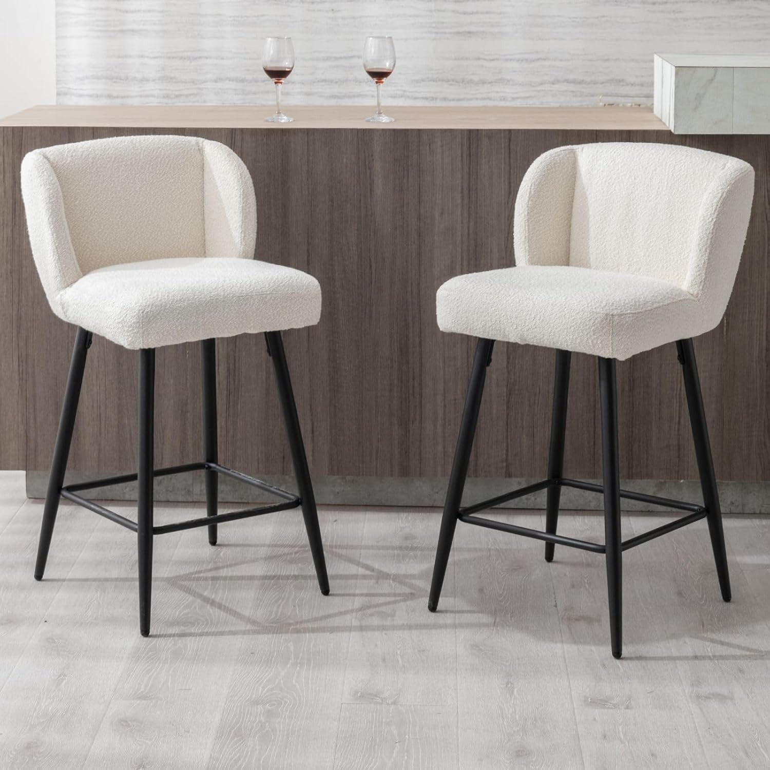CHAIRUS Barhocker 2er Set Küchenbarhocker, Leinen/Kunstfell, günstig online kaufen