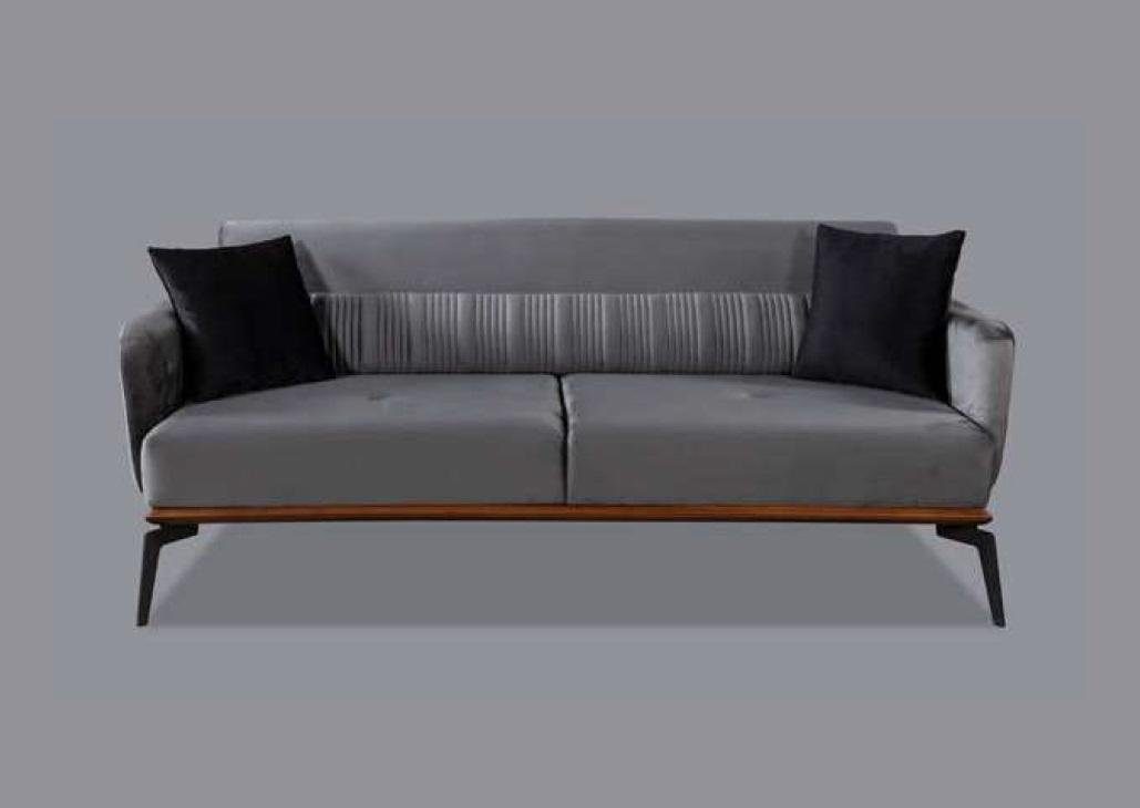 JVmoebel 3-Sitzer Luxus Sofa 3 Sitz Couch Holz Möbel Dreisitzer Grau Couchen Stoff