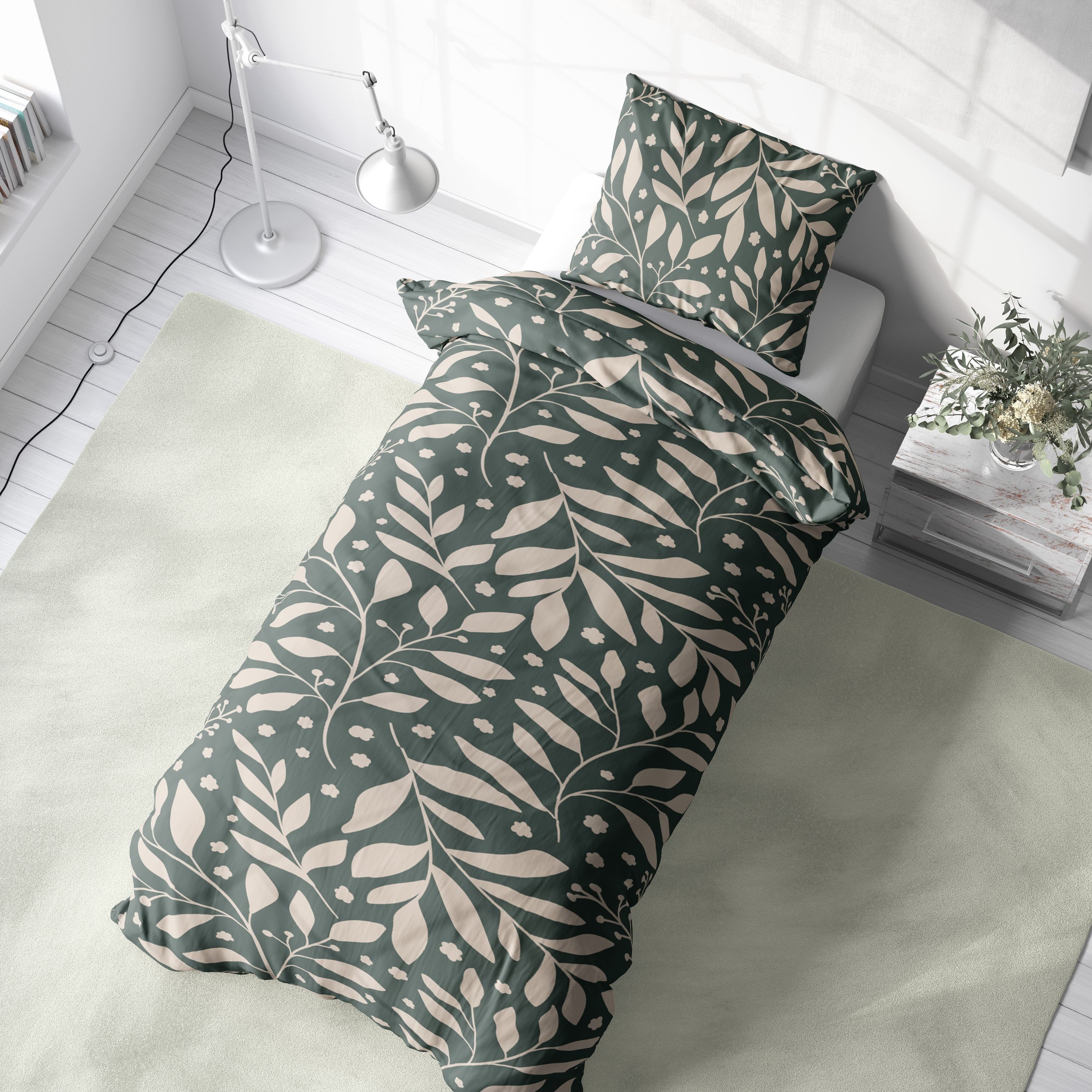 Visaggio Bettwäsche Baumwolle 135x200 cm und 155x220 cm Blätter, Jersey, 2 günstig online kaufen