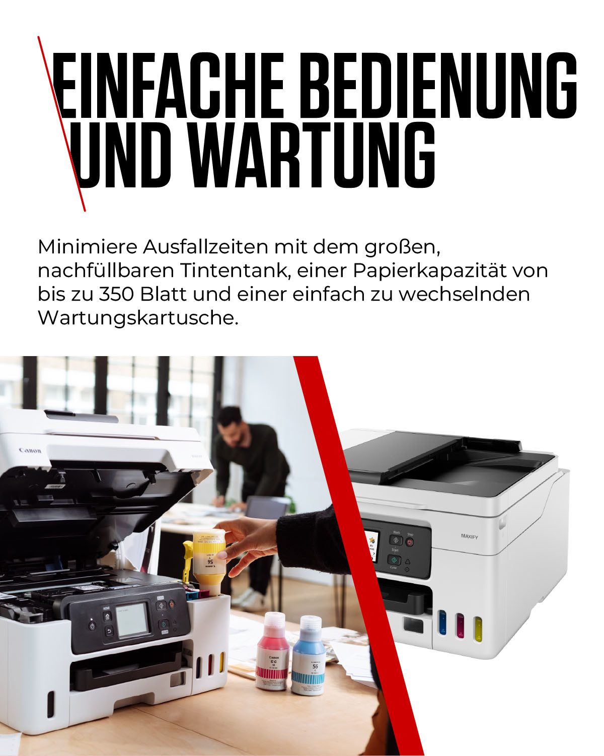 Canon MAXIFY GX4050 Multifunktionsdrucker, (LAN (Ethernet), WLAN (Wi-Fi), Wi-Fi Direct, 4in1 Tintenstrahl-Multifunktionsgerät mit ADF / niedrigen Druckkosten)