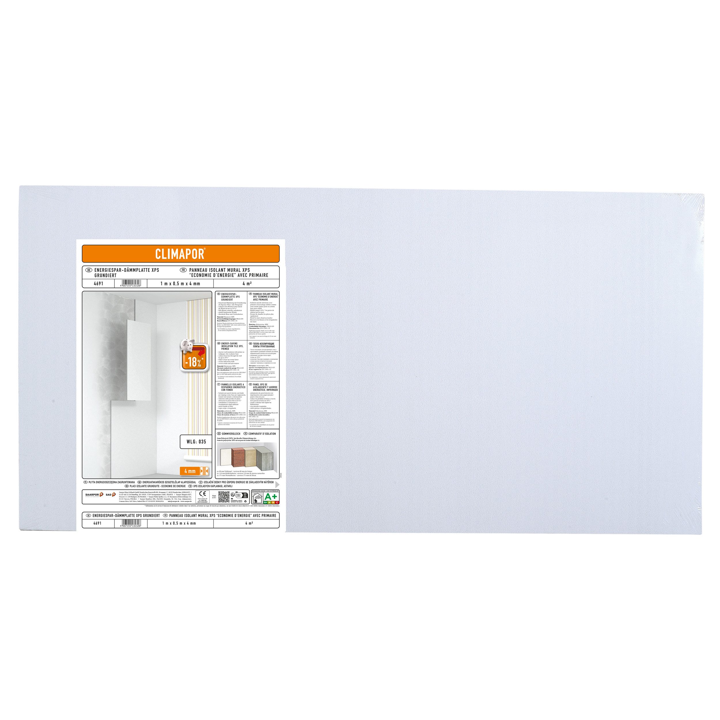 Climapor Styroporplatte Energiespar-Dämmplatte grundiert XPS 4 mm - 6 Pack (24 qm), (48-St) – Bild 2 von 2