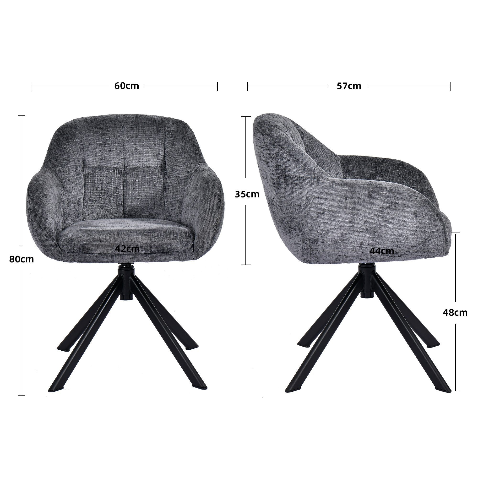 Duhome Loungesessel (9-213A), Armlehnstuhl aus Chenille-Stoff, Schminktisch Stuhl 360° drehbar
