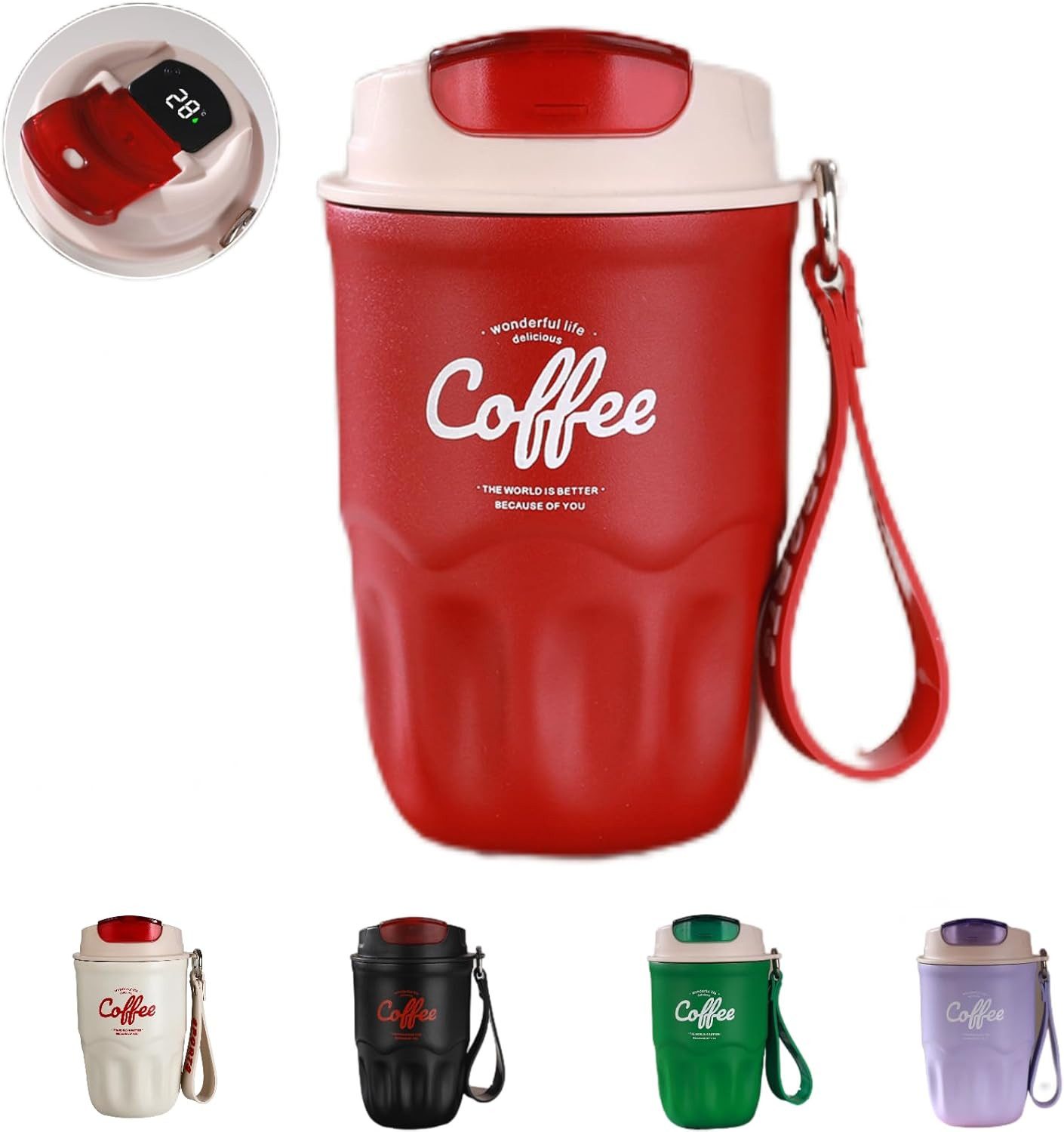 Coonoor Thermobecher Isolierbecher, Edelstahl Travel Mug 360ml, Edelstahl, Kaffeetasse mit Auslaufsicherem Deckel Wiederverwendbar