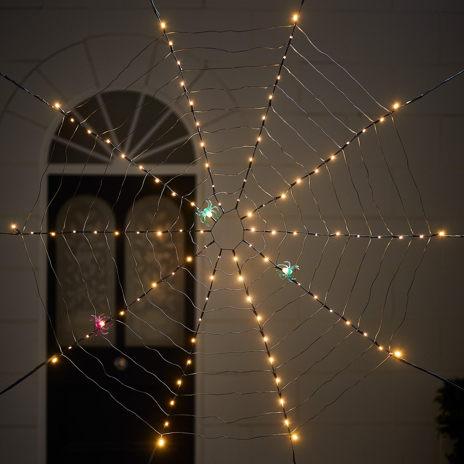 Lights4fun LED-Dekofigur LED Spinnweben Deko