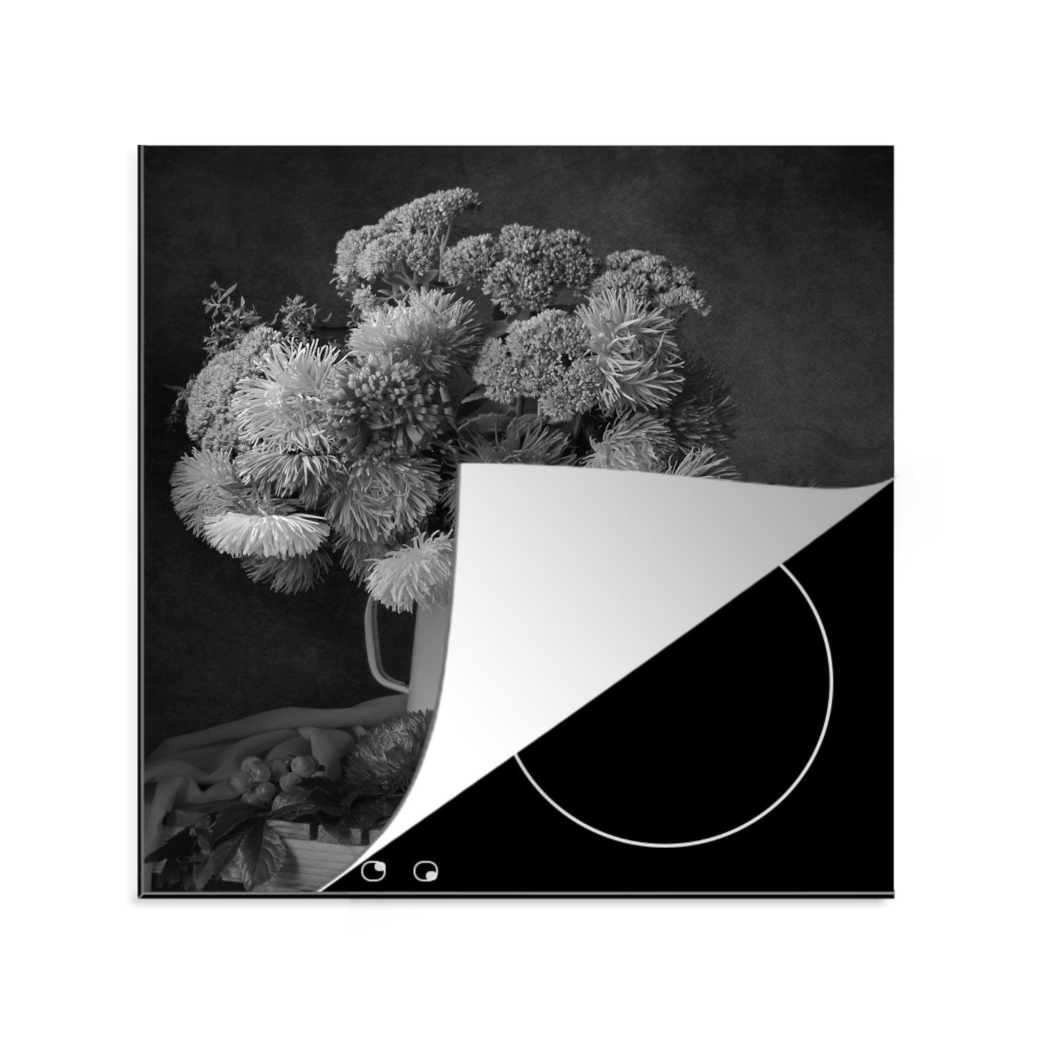 Stilleben tlg), - (1 Ceranfeldabdeckung, MuchoWow Dose cm, für 78x78 - küche Blumen, Vinyl, Arbeitsplatte Herdblende-/Abdeckplatte