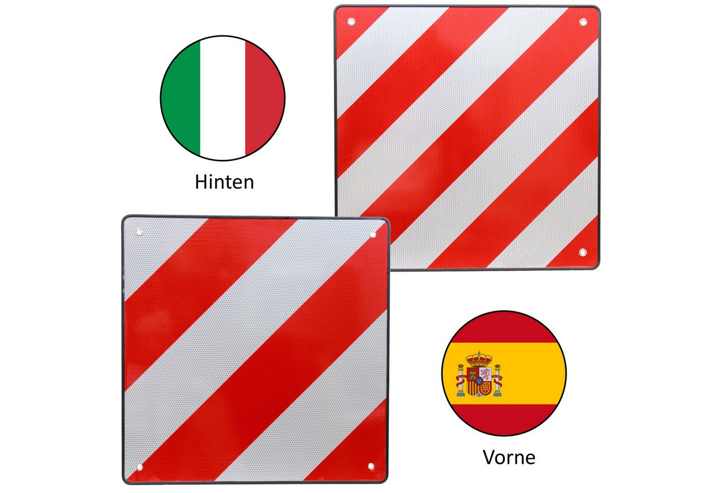 Thumbnail - TRUTZHOLM Warnschild Warntafel Italien Spanien 50 x 50 cm rot weiß reflektierend Caravan, (Artikel, 1 St), 2 in 1 Warnta...