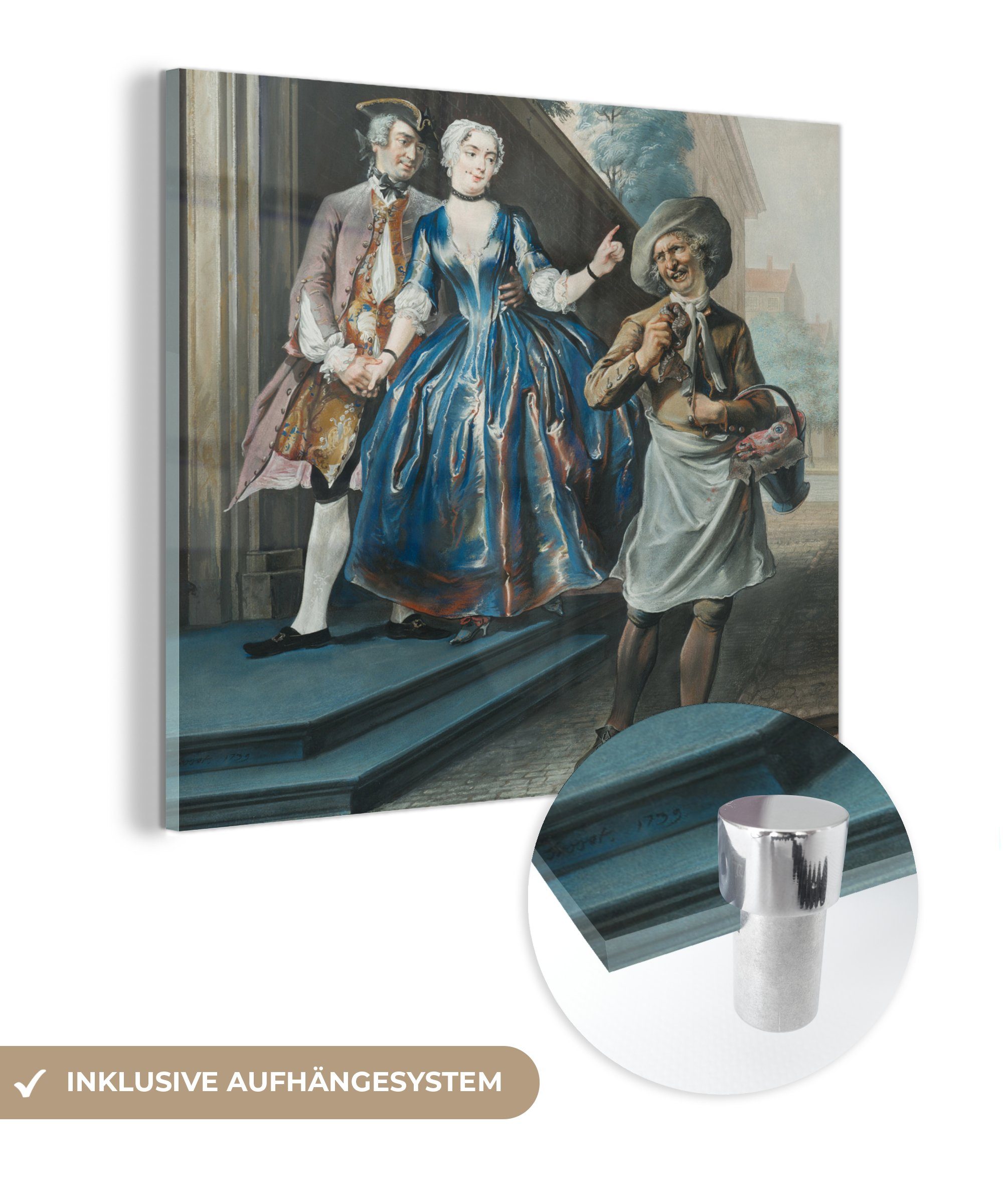 MuchoWow Acrylglasbild Pefroen mit dem Schafskopf - Cornelis Troost, (1 St), Glasbilder - Bilder auf Glas Wandbild - Foto auf Glas - Wanddekoration