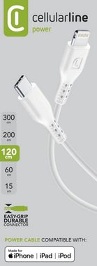 Cellularline Power Data Cable 1,2 m USB Typ-C / Lightning Lightningkabel, Lightning, USB Typ C, (120 cm)