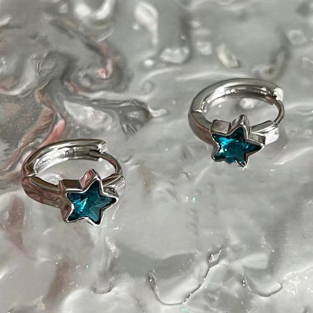 für Vintage Ohrstecker DAYUT Paar Star (1-tlg) Ohrringe Frauen Blue