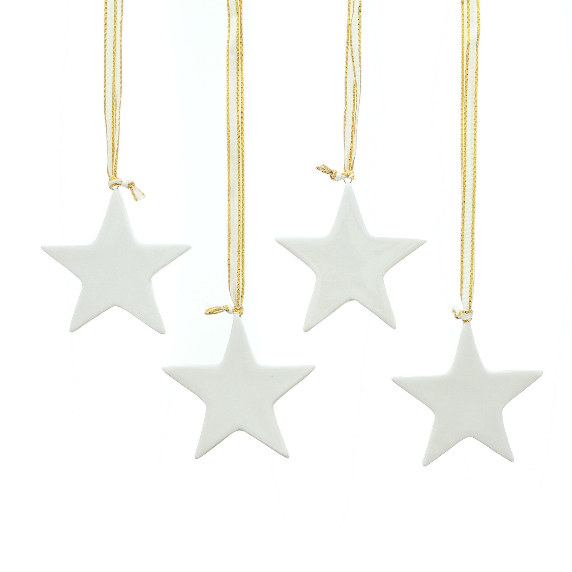 Dekoleidenschaft Dekohänger Sterne aus Porzellan in weiß, Dekohänger, Weihnachtsdeko, Dekosterne (12 St., im Set), Christbaumschmuck, Weihnachtsbaumschmuck, Sternenhänger, Hängedeko