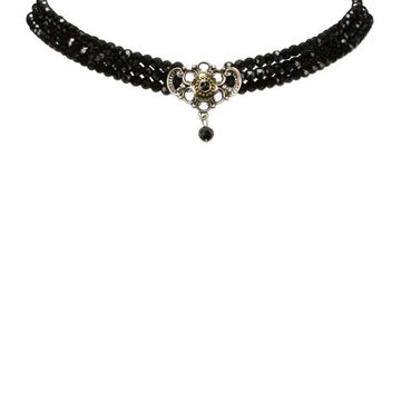 Alpenflüstern Collier Trachten-Perlen-Kropfkette Hedwig (schwarz), - nostalgische Trachtenkette Damen-Trachtenschmuck Dirndlkette