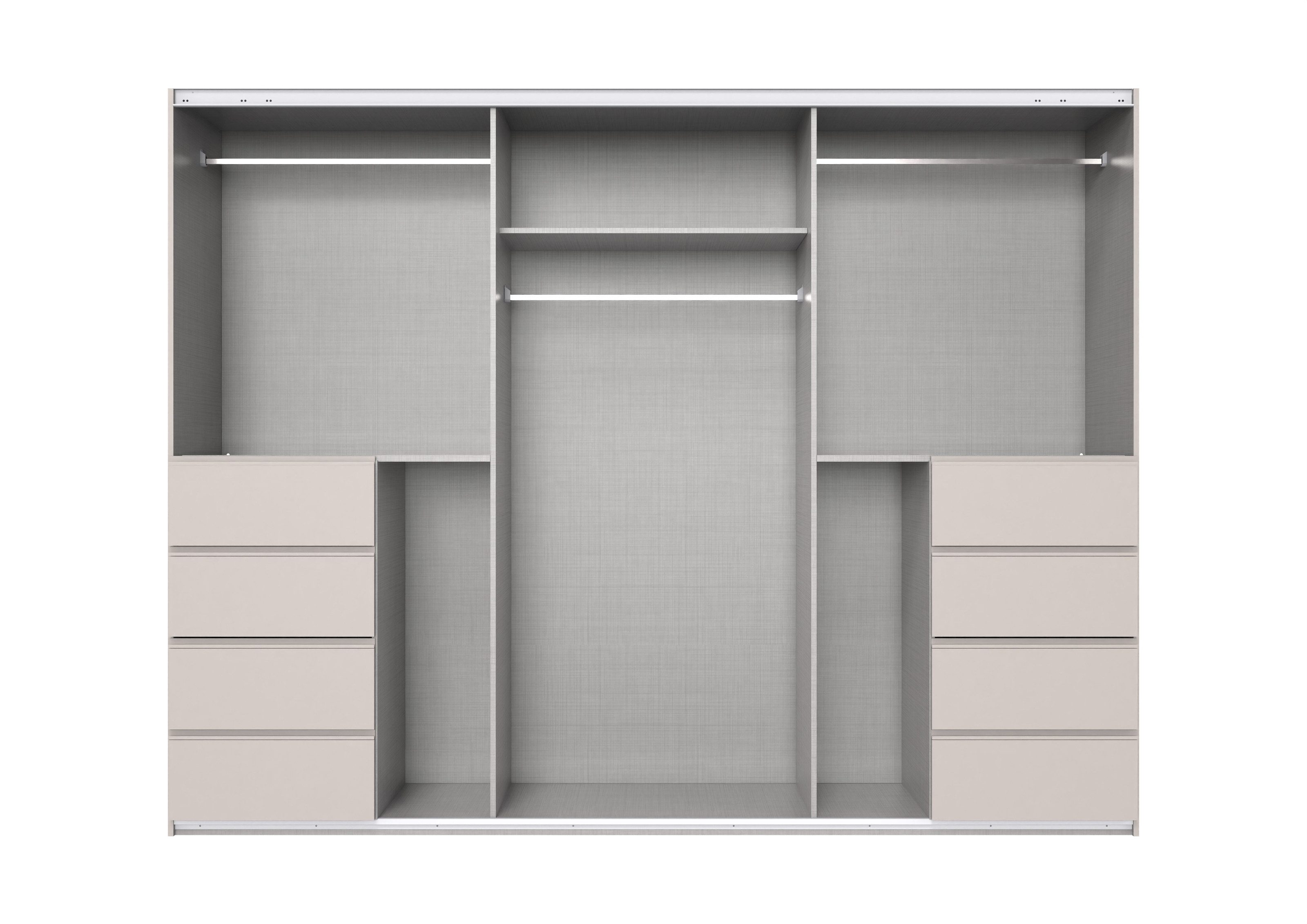 freiraum Schwebetürenschrank BALI in KASCHMIR / SPIEGEL - 270x208x64cm (BxHxT)
