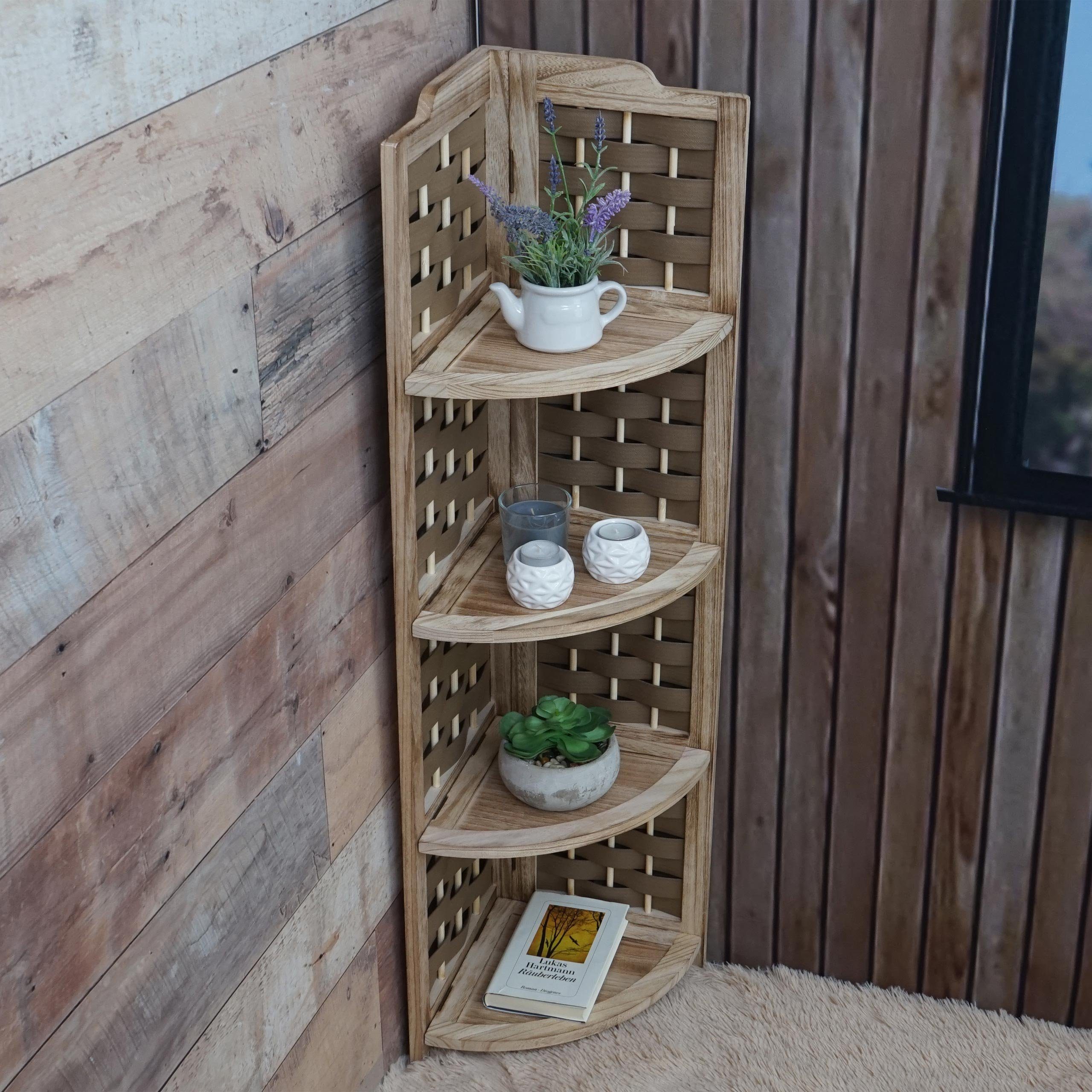 MCW Eckregal MCW-K85, Dekoratives Geflecht aus Polyethylen, klappbar