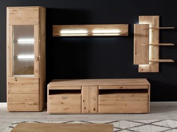 Casamia Schranksystem Wohnwand 4-teilig Massivholz B 310 H 208 T 38 cm Casavello Balkeneiche