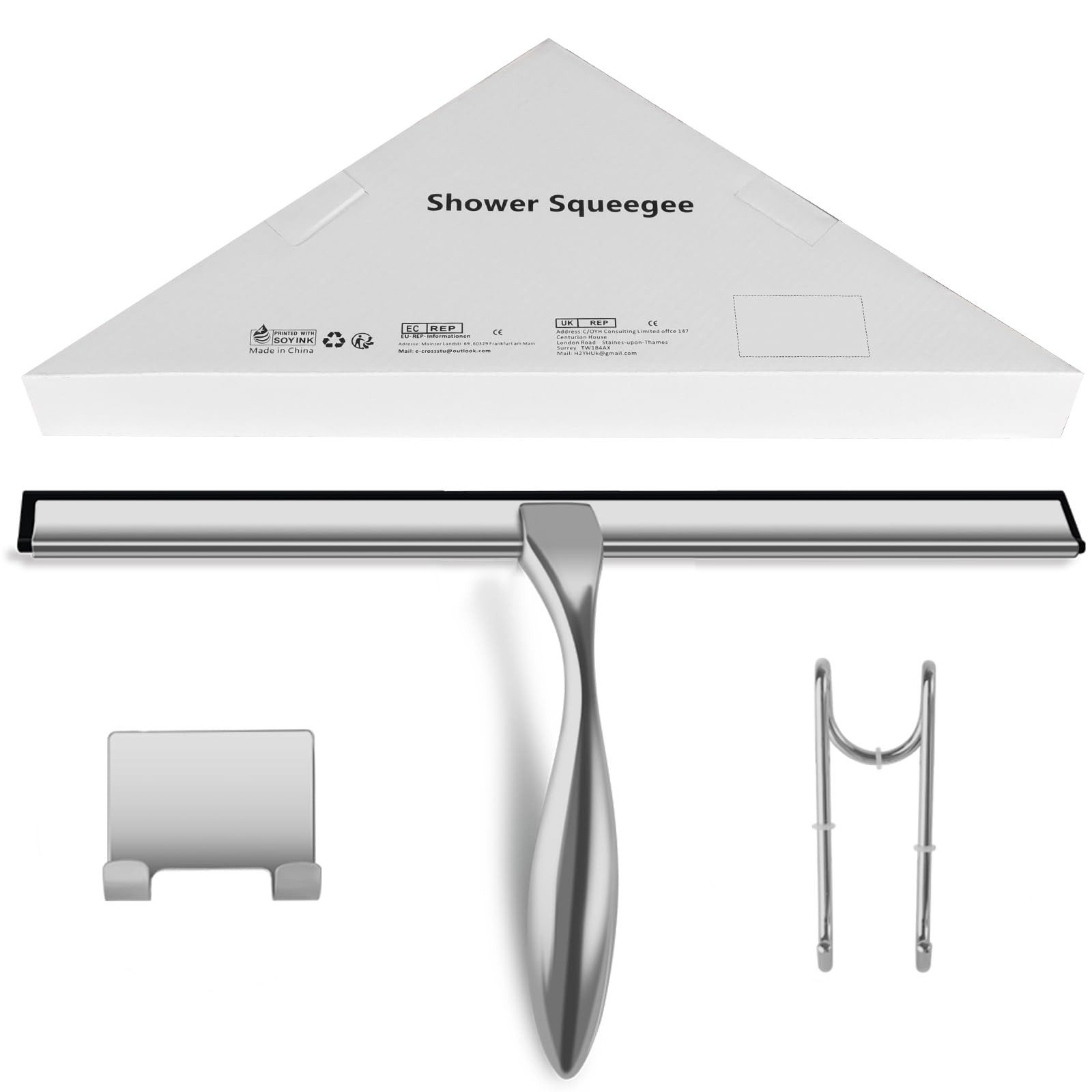 Happy Home Abstreifgitter Edelstahl Premium Duschabzieher aus Silikon