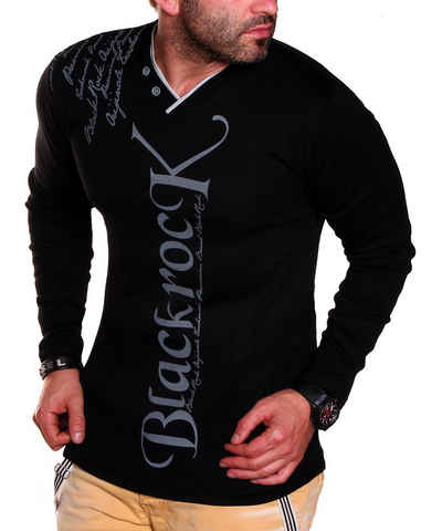 BLACKROCK 2-in-1-Langarmshirt Herren Langarmshirt Henley V-Kragen Longsleeve Pulli Sweatshirt V-Neck