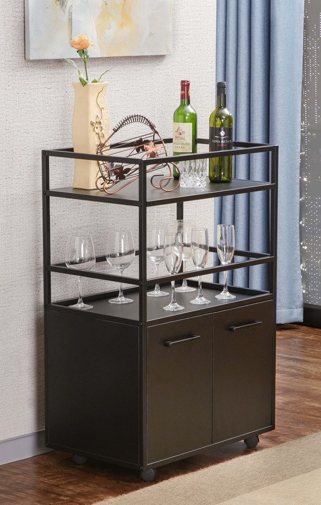 Vitrine Highboard Weinschrank Mosaik, schwarz