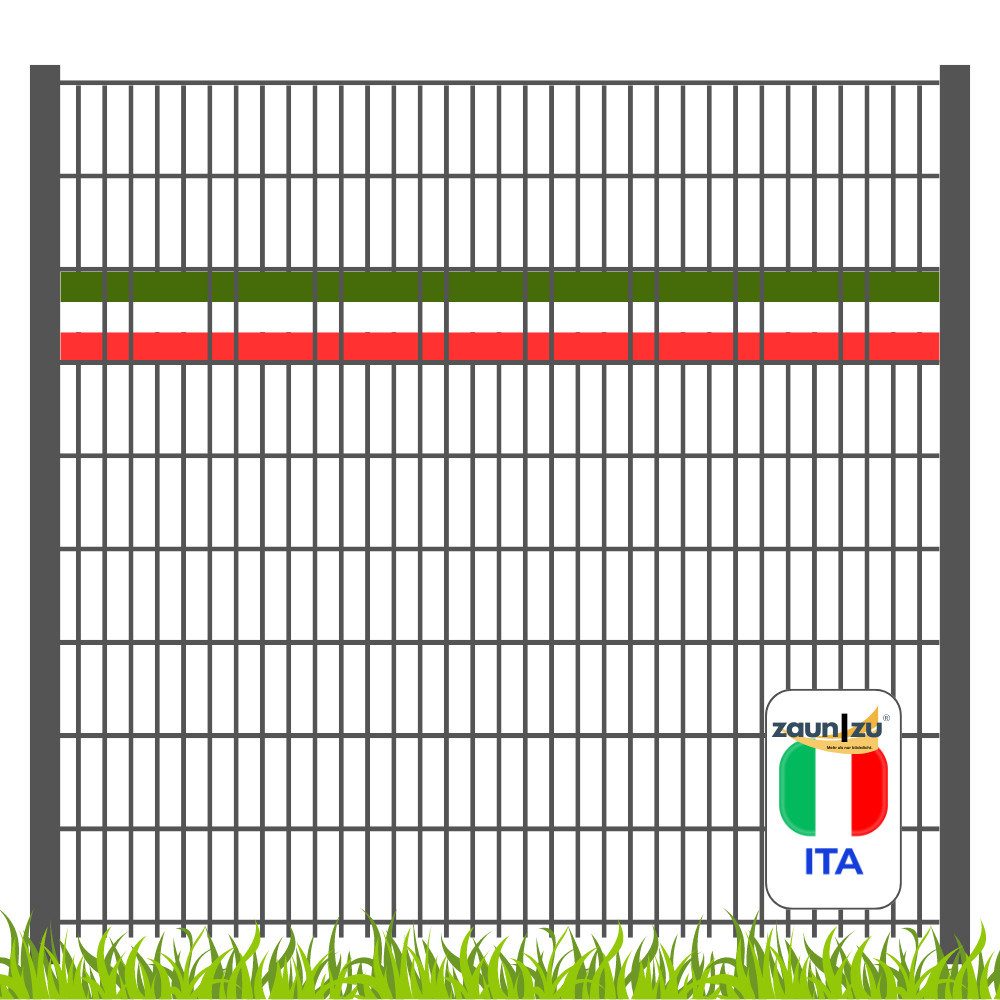 zaunzu Sichtschutzstreifen Fanartikel Italien für Doppelstabmatten Akzentstreifen, (1 Set, PP Laserstreifen Zaun), Italien Landesfarbe