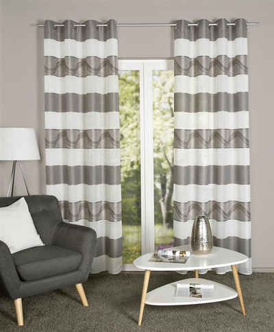 Gardine Home Wohnideen Ösenschal Querstreifen Jacquard, HOME WOHNIDEEN, blickdicht