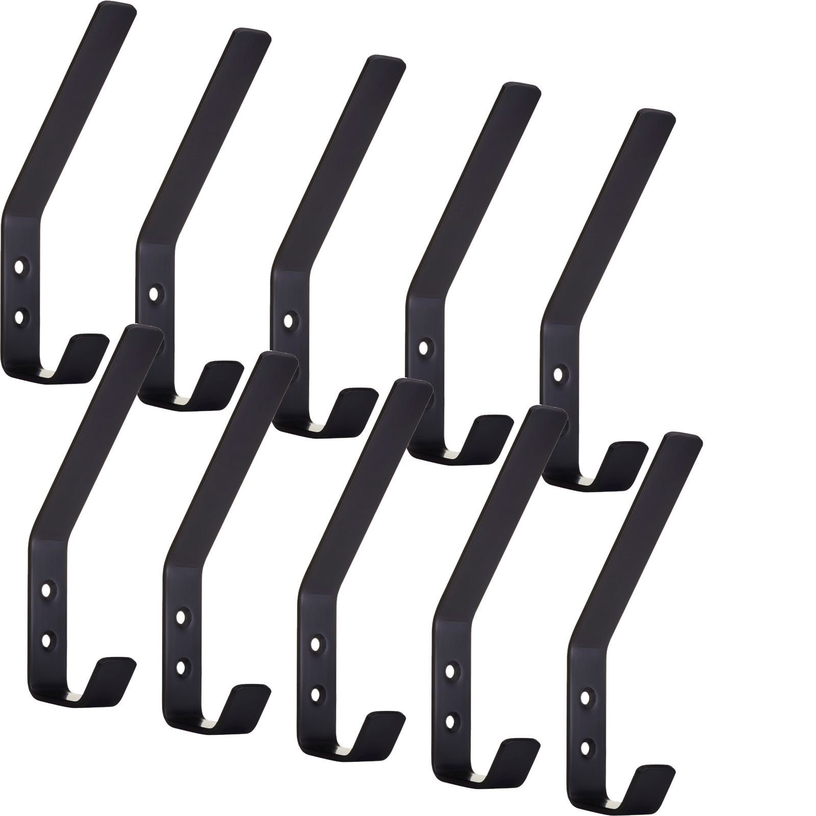 SO-TECH® Kleiderhaken doppelter Wandhaken, Edelstahl, 142 x 20 x 45 mm, (10-St), großer Jackenhaken mit abgerundeten Kanten schwarz