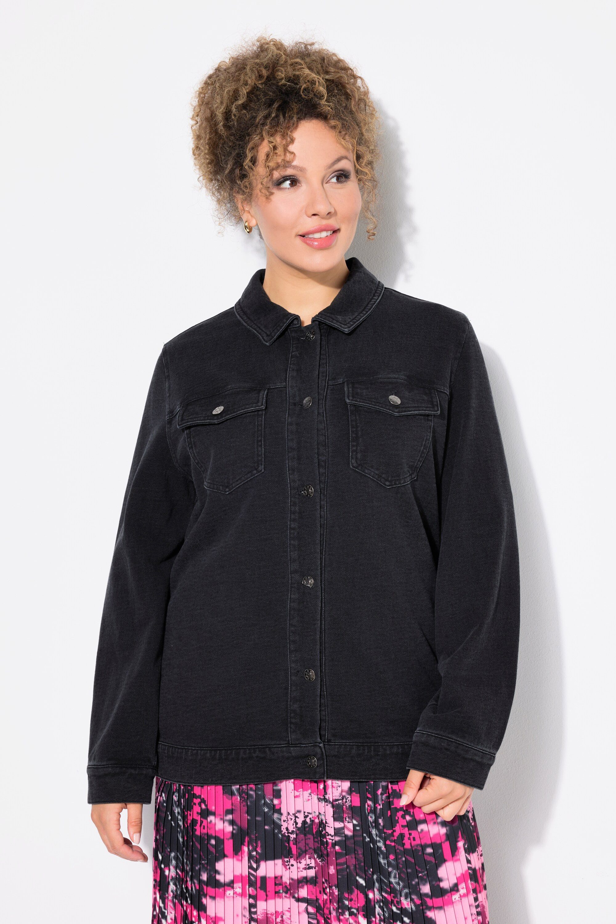 Ulla Popken Jeansjacke Jeansjacke Teddyfleece Boxy günstig online kaufen