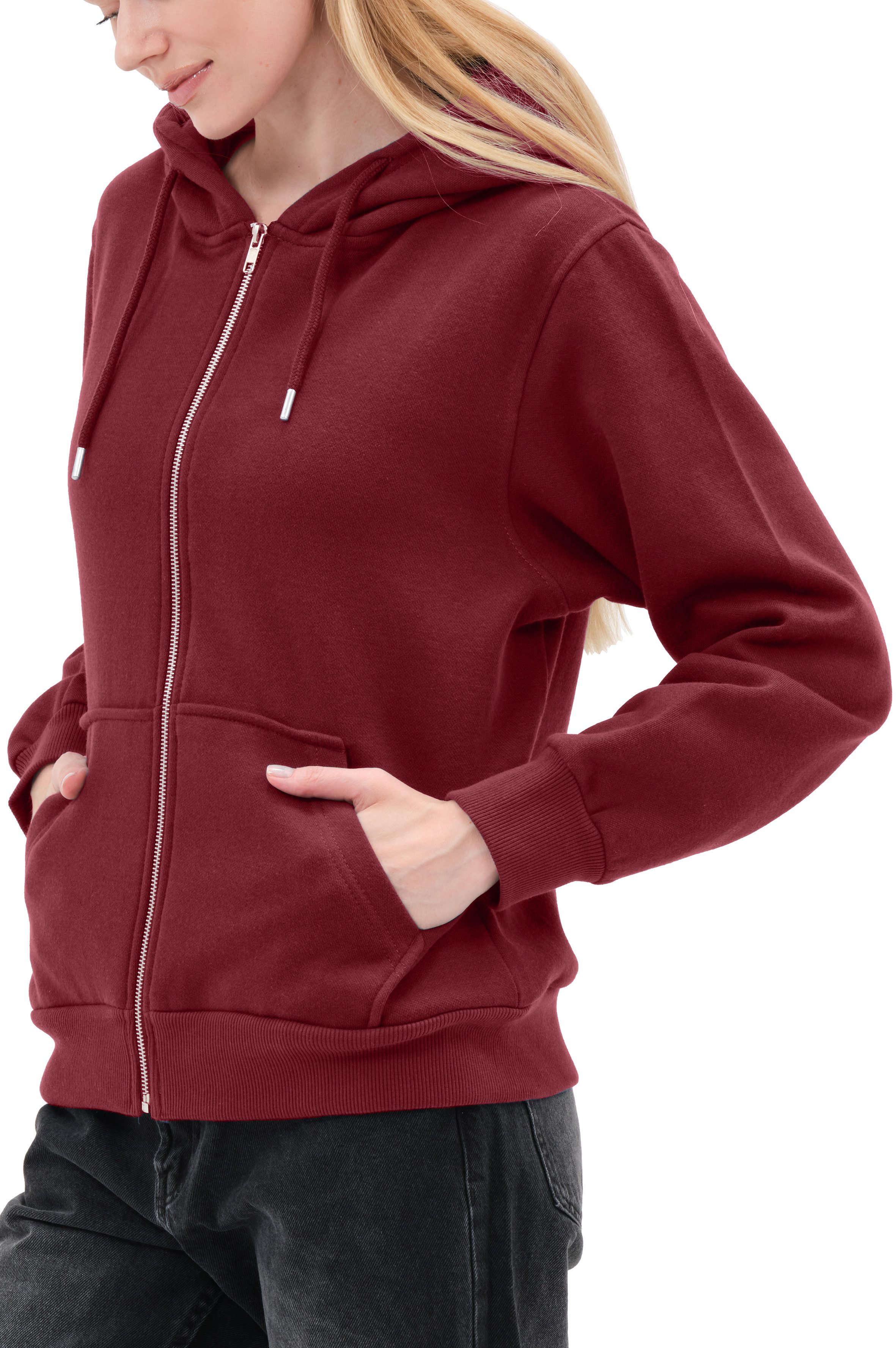Smith & Solo Kapuzenpullover Damen - Sweatshirt mit Reißverschluss Zipper Hoodie Kapuzensweatjacke