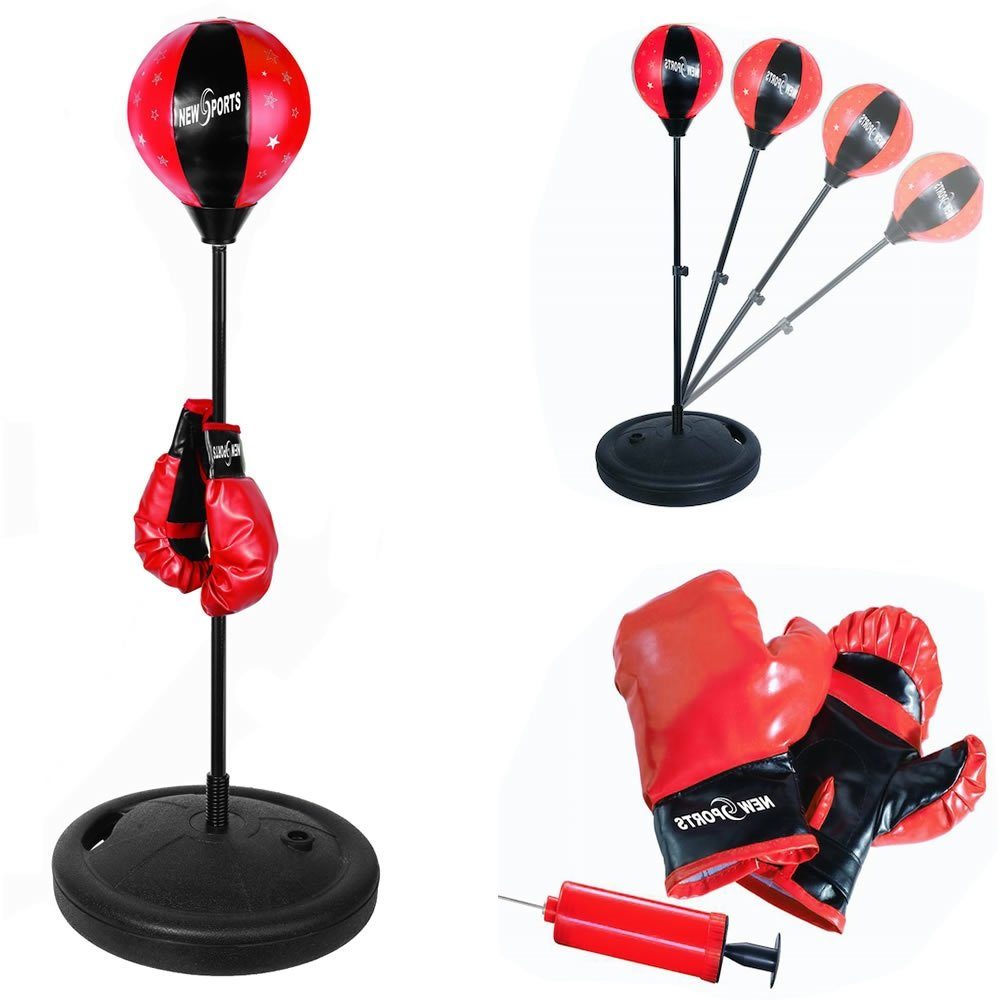 Melko Standboxball Boxbirne Standboxsack + Boxhandschuhe für Kinder Verstellbar Punching Ball Boxsack Befüllbar mit Wasser oder Sand (Stück), Spezieller Gummi-Ball