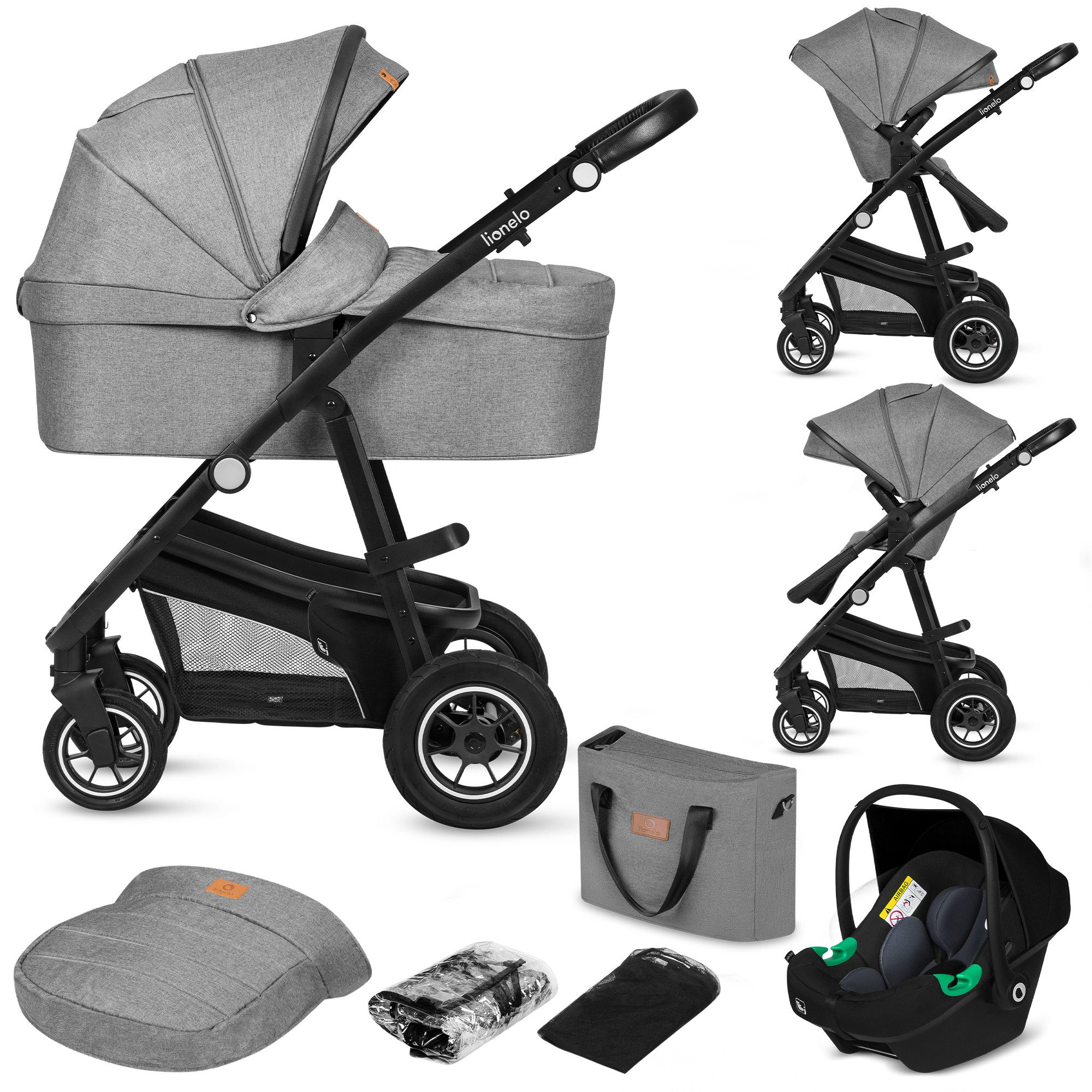 lionelo Kombi-Kinderwagen BIANKA 3 IN 1, (Set 3in1), Erschwinglicher, hochwertiger Kinderwagen