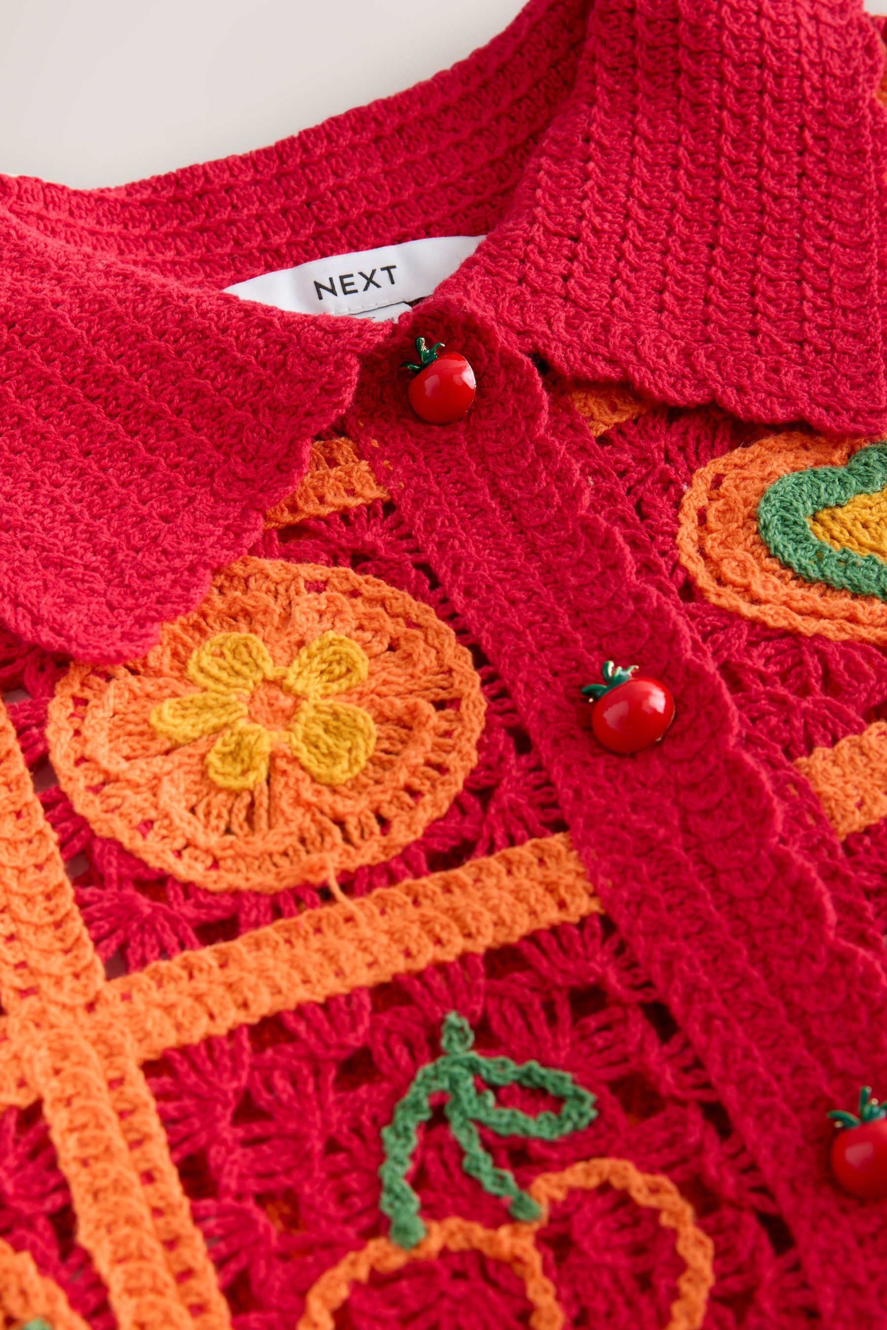 Next Hemdbluse Co-Ord Kurzarmhemd mit Häkel- und Strickdetails (1-tlg)