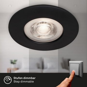 Briloner Leuchten LED Einbauleuchte 7999-045, LED fest verbaut, Warmweiß, 4er Set, ultraflach, IP44, Warmweiß 3000K, schwarz, 9 cm