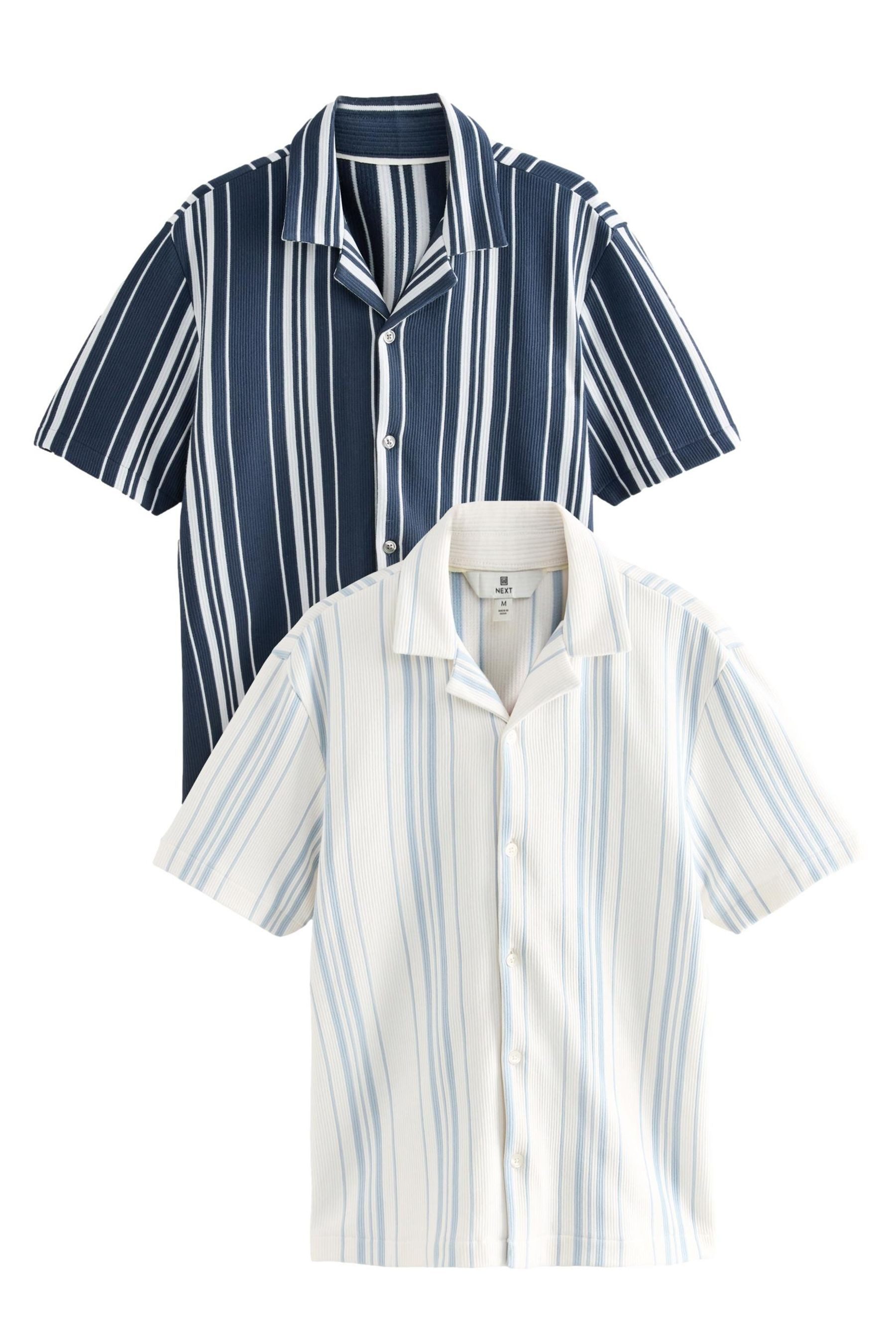 Next Kurzarmhemd Kurzärmelige gestreifte Jersey-Hemden, 2er-Pack (2-tlg) günstig online kaufen