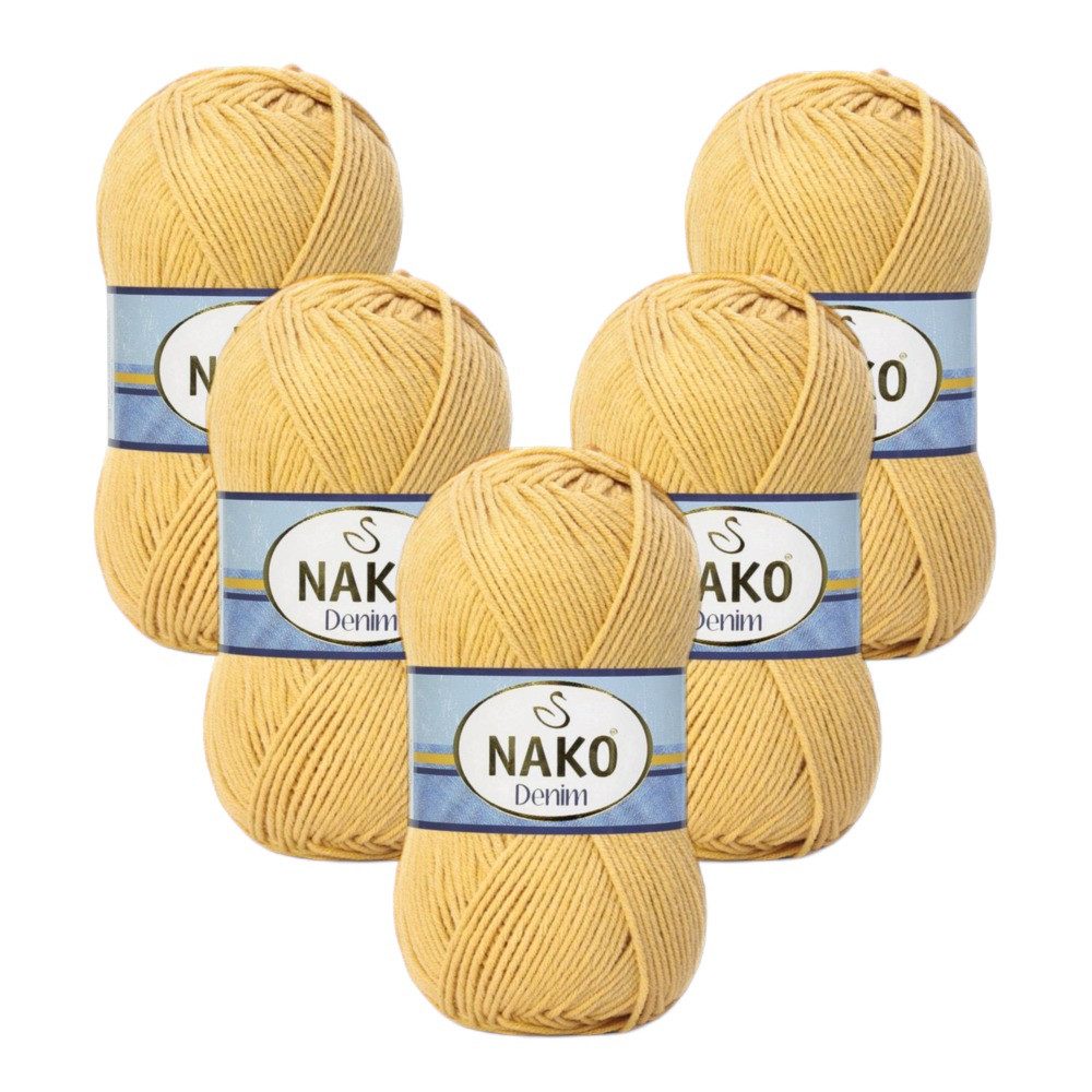 NAKO 5 x NAKO Denim Häkelwolle, 200 m, Jeansoptik,Strickgarn,Häkelgarn