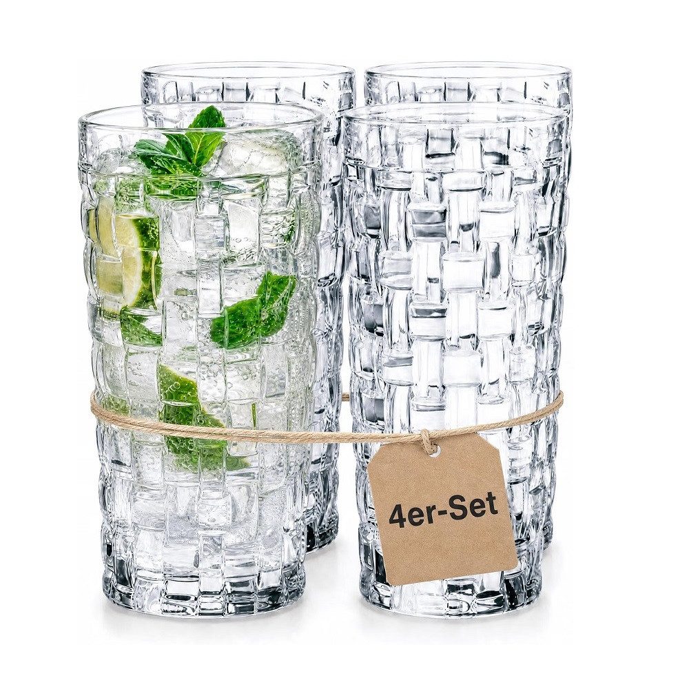 Der Porzellan-Laden Cocktailglas Der-Porzellan-Laden by Nachtmann Bossa Nova Longdrinkglas 4er Set, Kristallglas