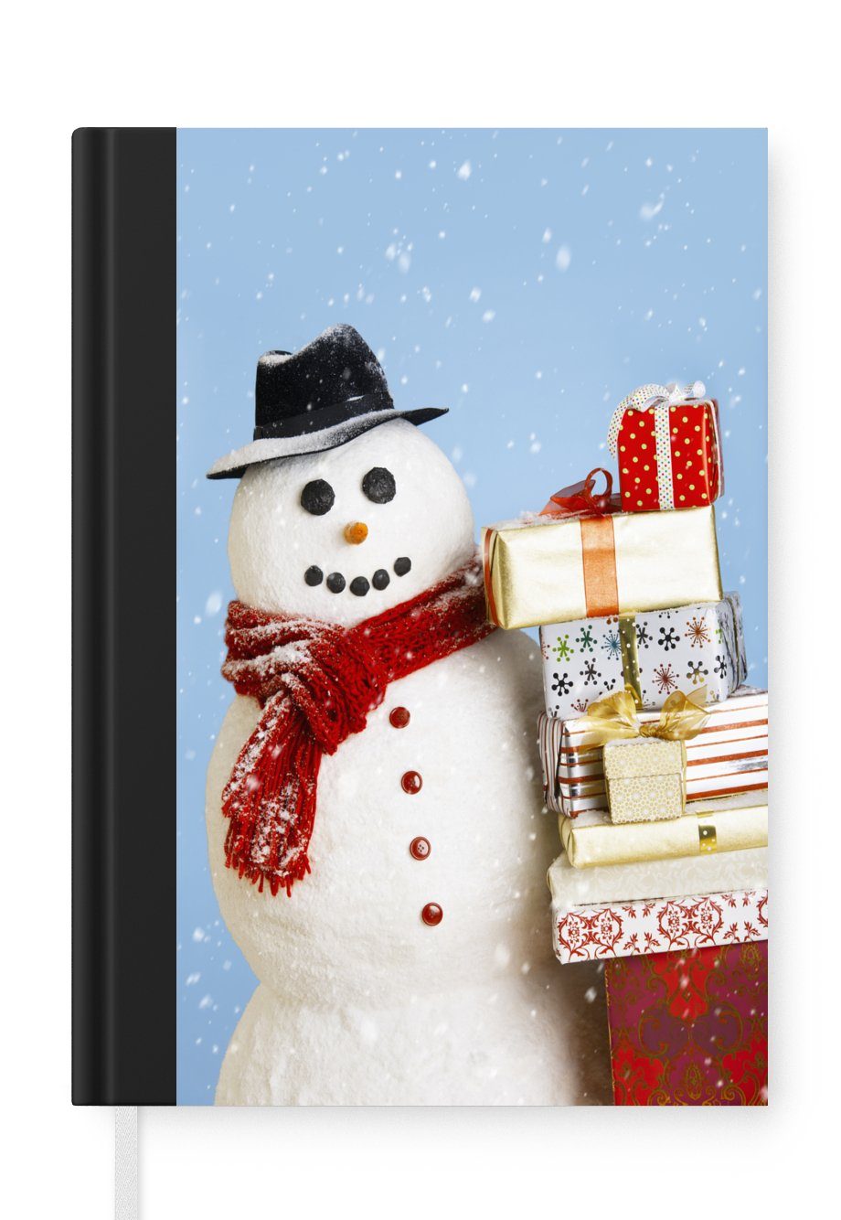 MuchoWow Notizbuch Ein Schneemann mit Weihnachtsgeschenken, Journal, Merkzettel, Tagebuch, Notizheft, A5, 98 Seiten, Haushaltsbuch
