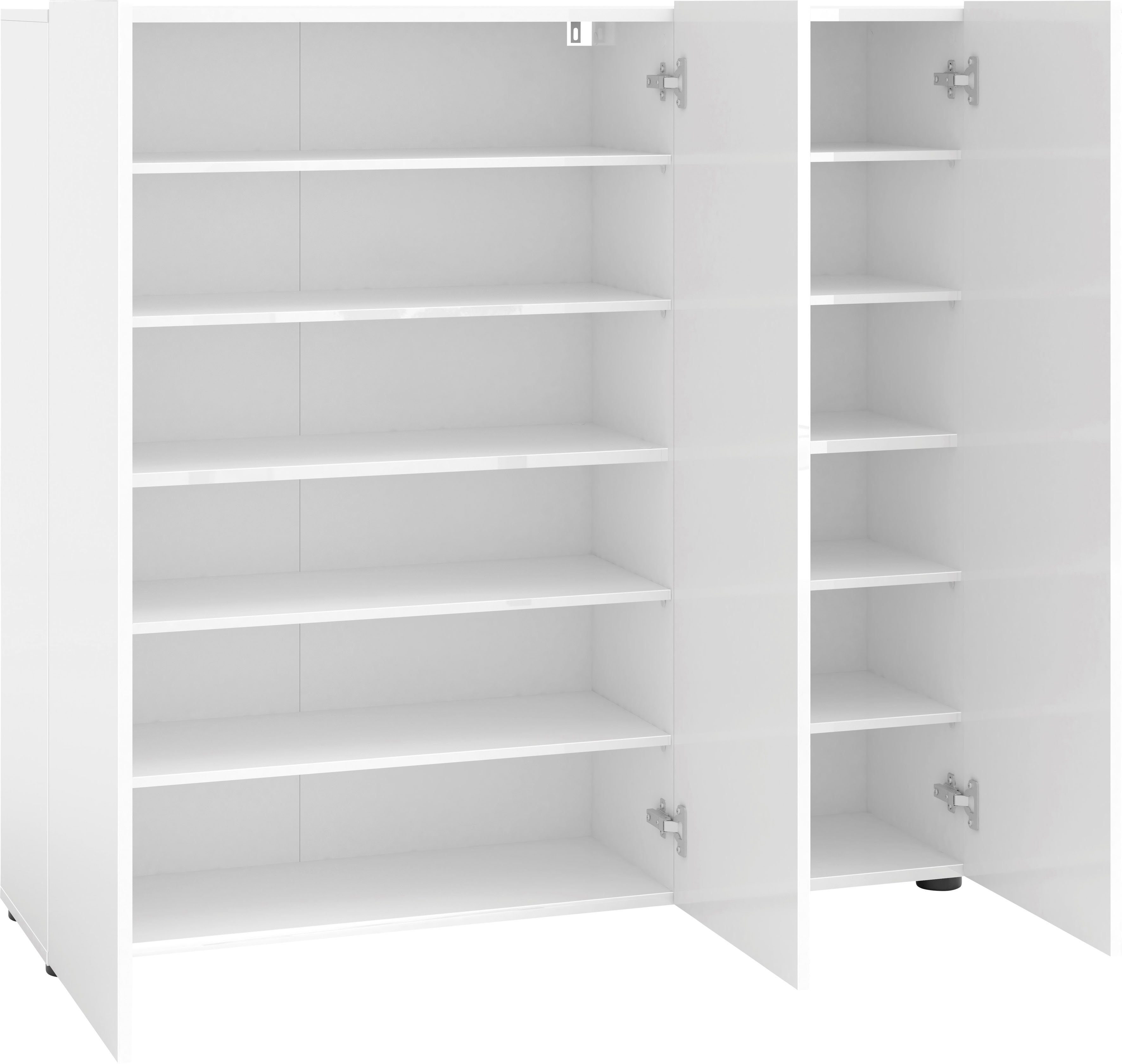 Home affaire Schuhschrank MISTER- Schuhregal, Made in Italy, 12 Fächer, 10 Einlegeböden Breite 120 cm, höhe 114 cm, komplett Hochglanz lackiert – Bild 4 von 5