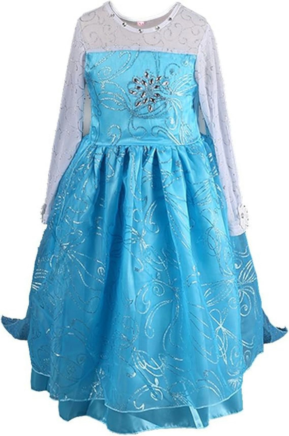 UE Stock Prinzessin-Kostüm Mädchen Kinderkostüm Elsa Eiskönigin Kleid mit glitzernder Blume, besticht durch eine glitzernde Blume und funkelnde Details