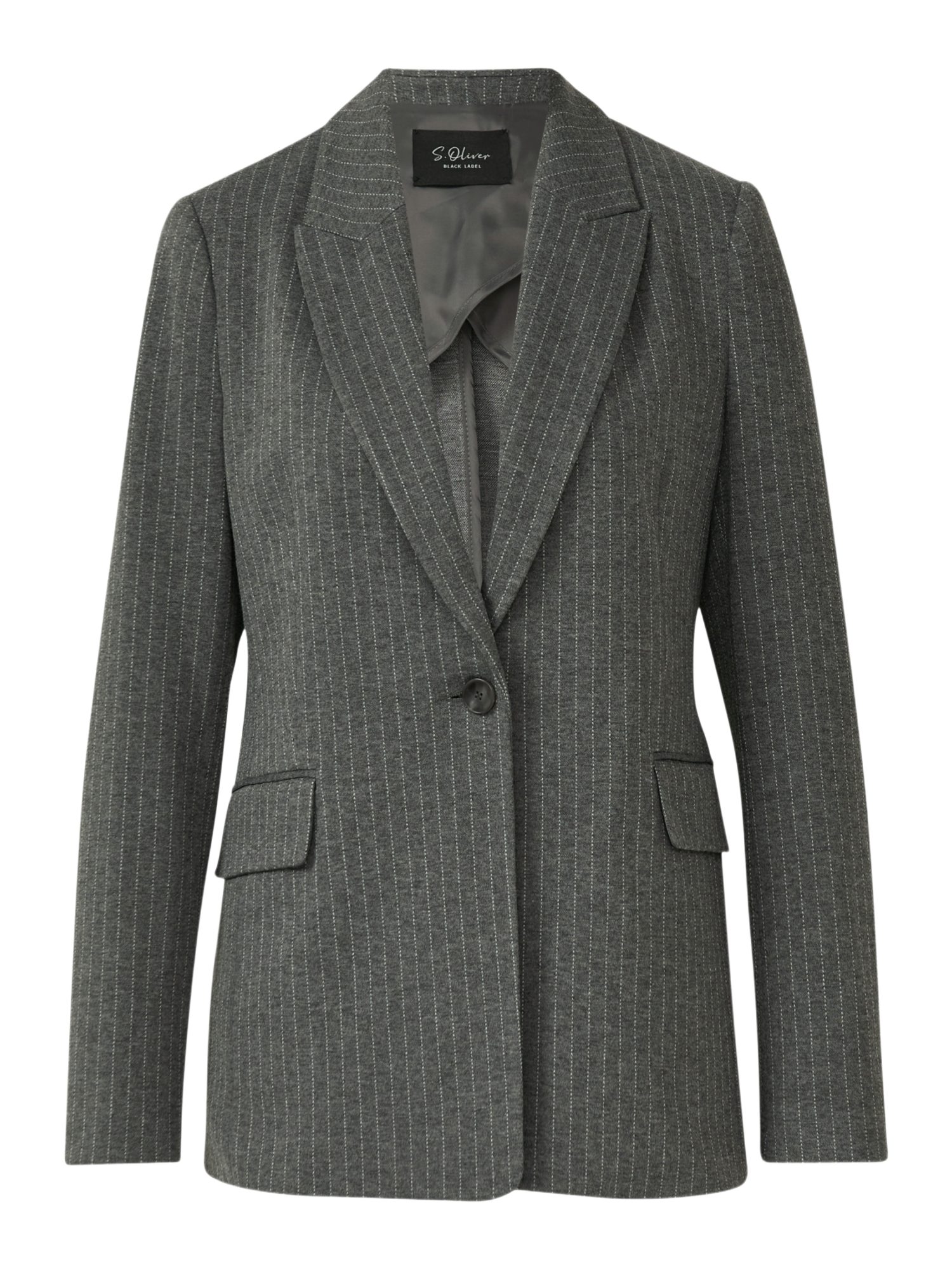 s.Oliver BLACK LABEL Jackenblazer grau,Business,Polyester,Gestreift,Reverskragen,Lang,Regular Fit